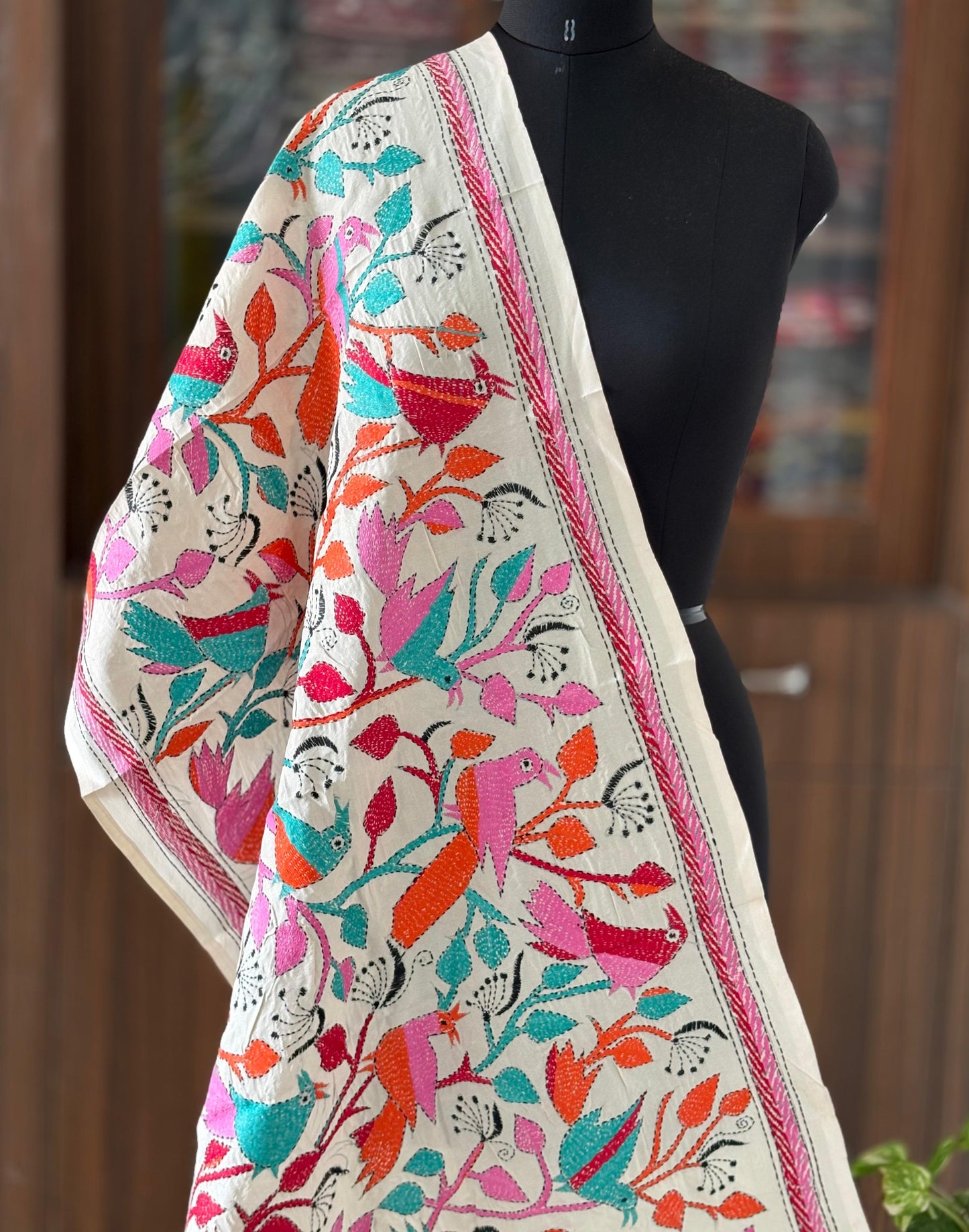 Nakshi Kantha Semi Tusshar silk Stole