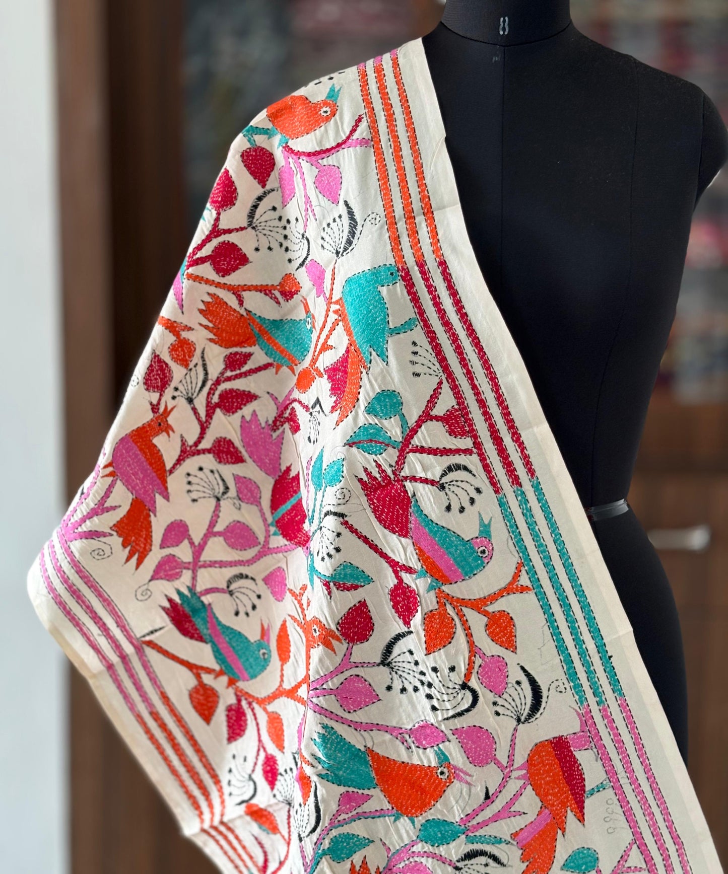Nakshi Kantha Semi Tusshar silk Stole