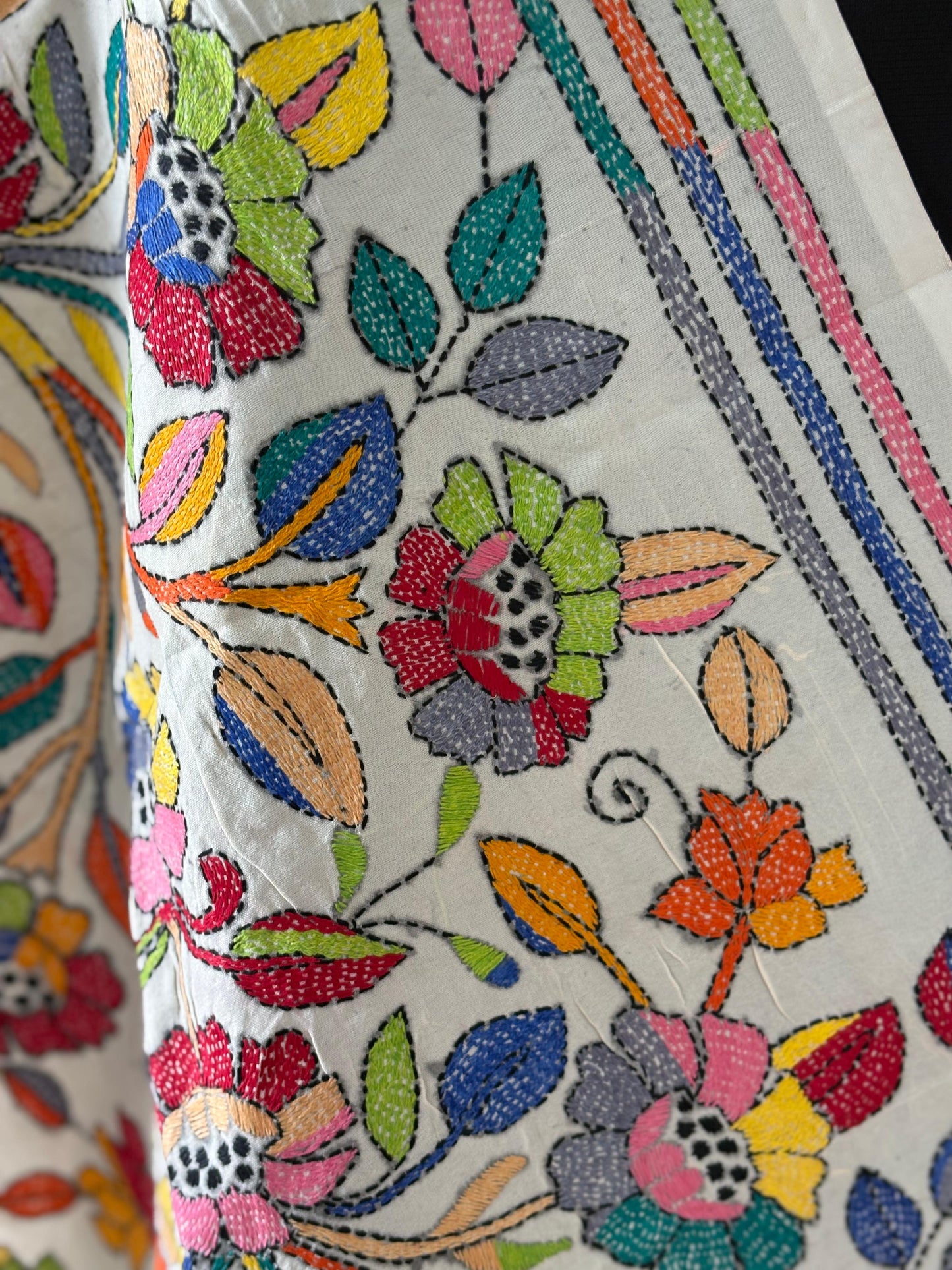 Nakshi Kantha Semi Tusshar silk Stole