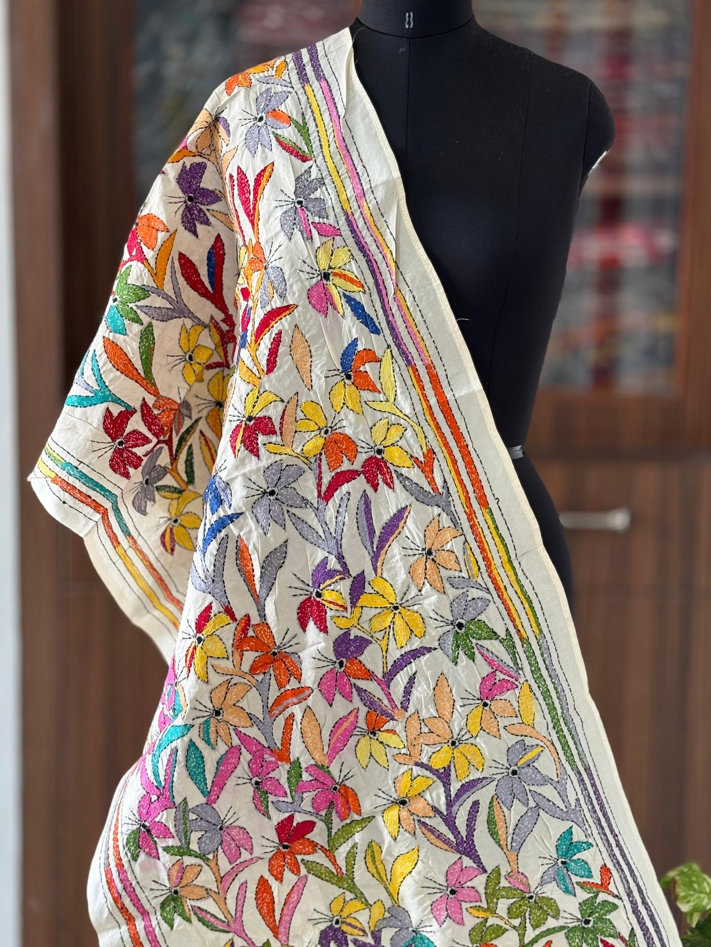 Nakshi Kantha Semi Tusshar silk Stole