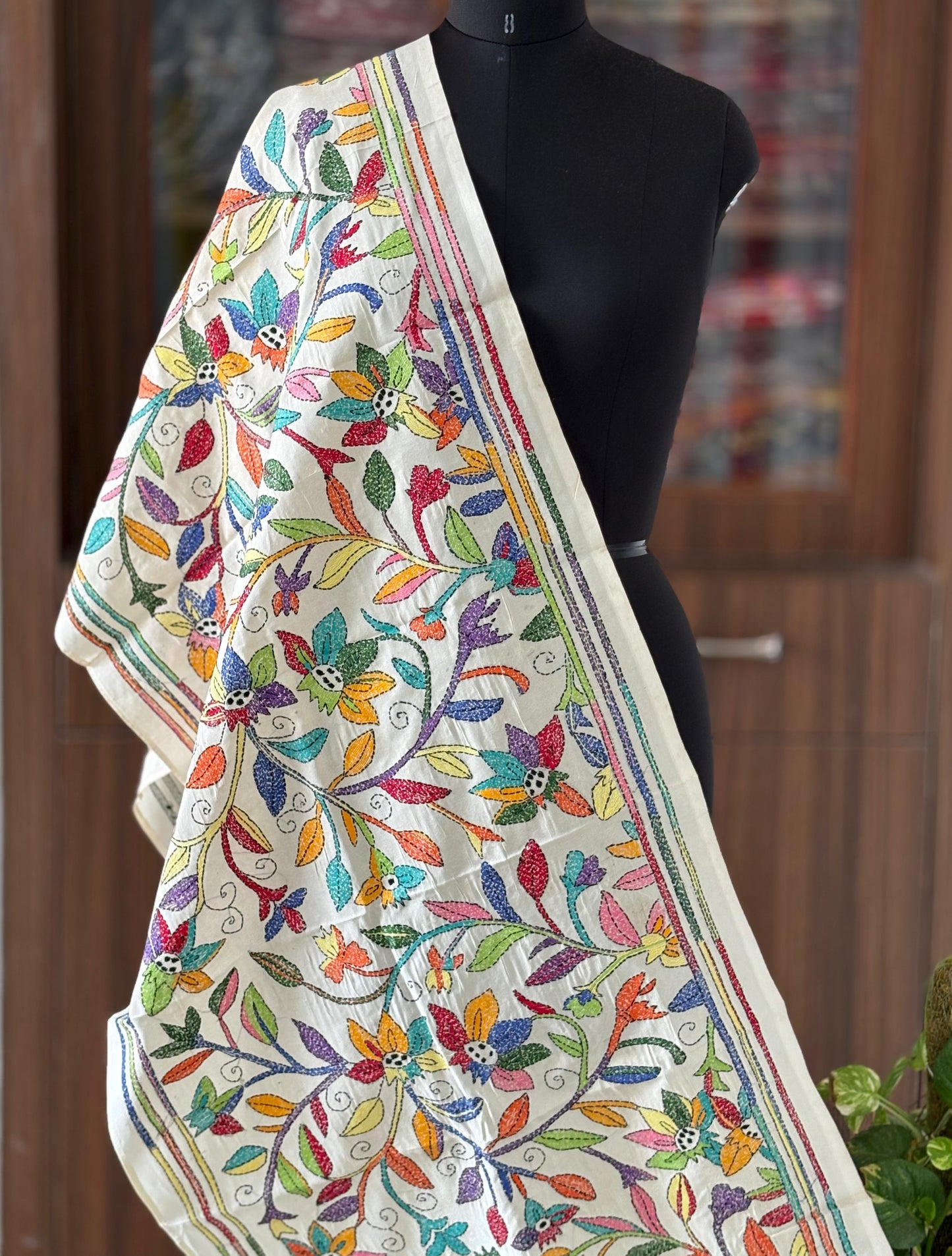 Nakshi Kantha Semi Tusshar silk Stole