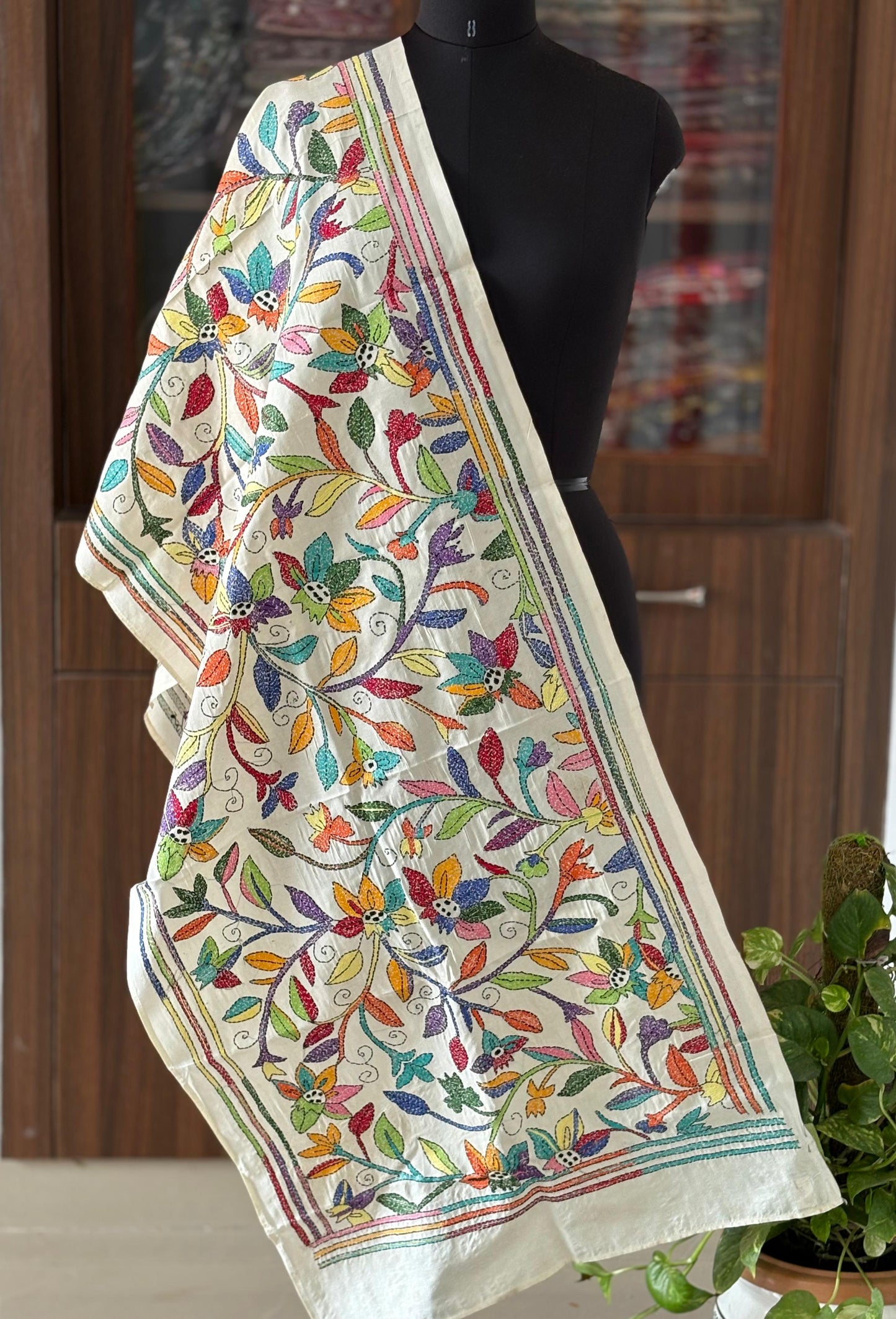 Nakshi Kantha Semi Tusshar silk Stole