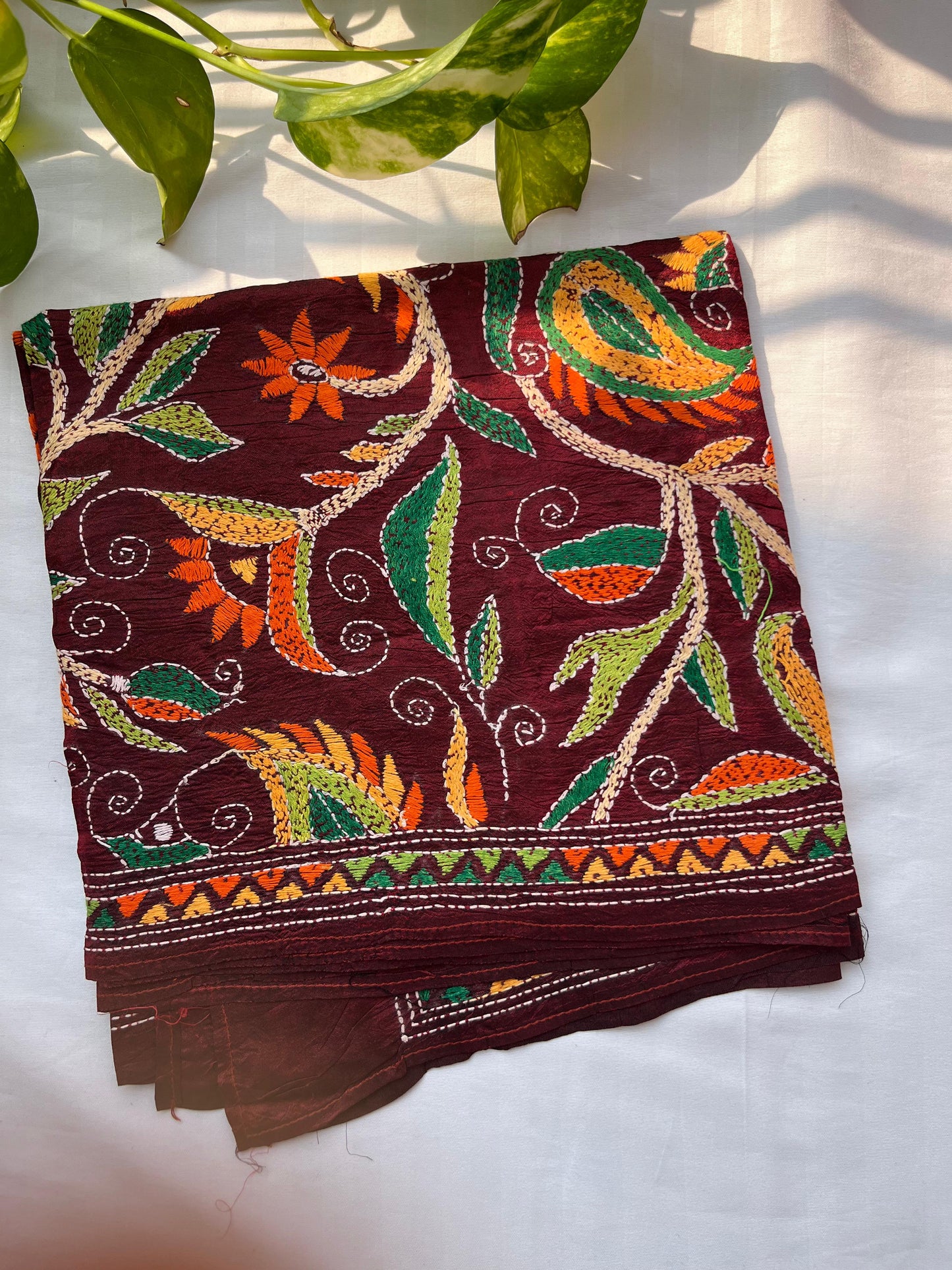 Kantha Pure Silk Stole 22″