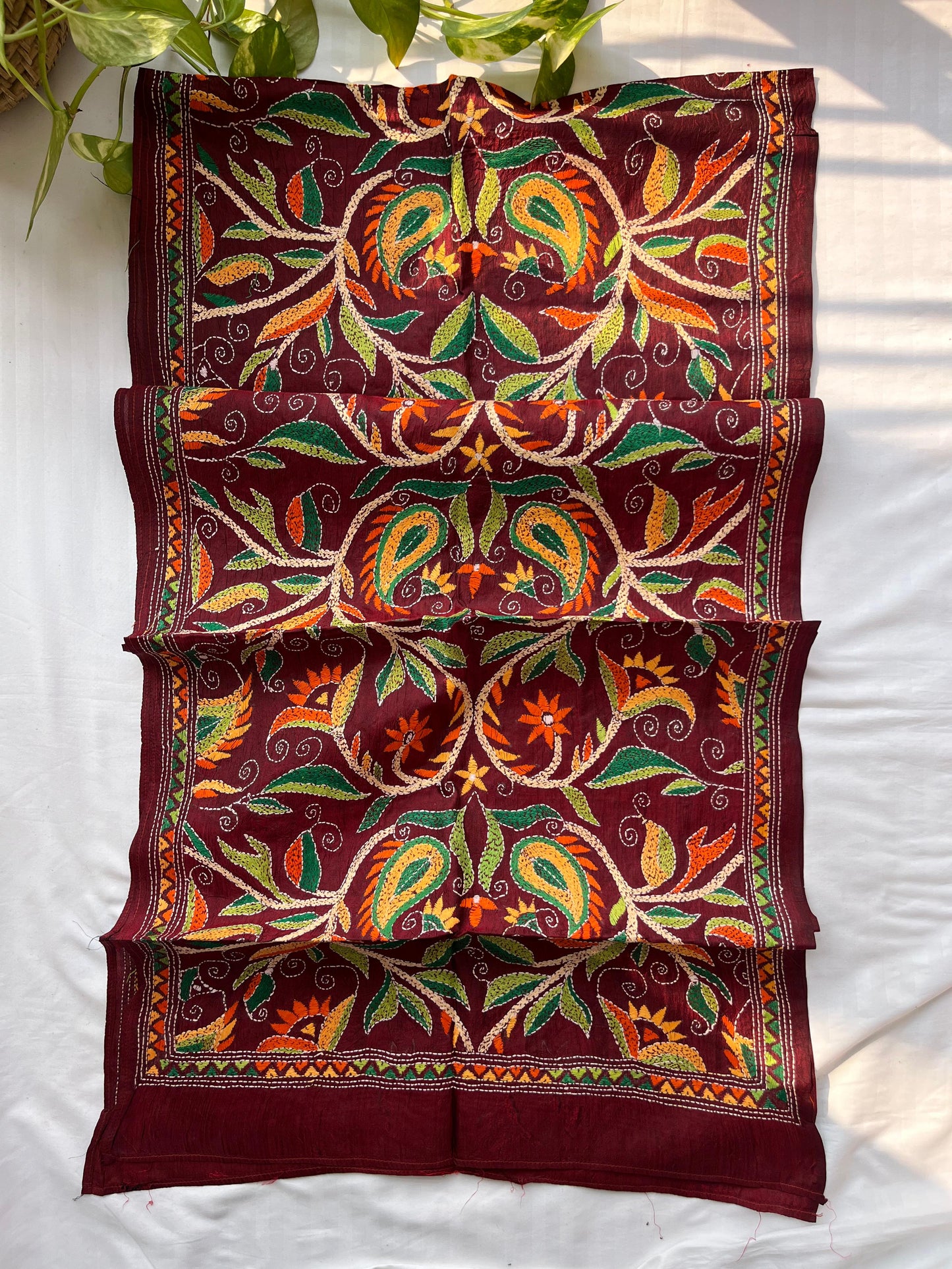 Kantha Pure Silk Stole 22″