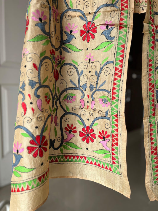Kantha Pure Silk Stole | 22" |
