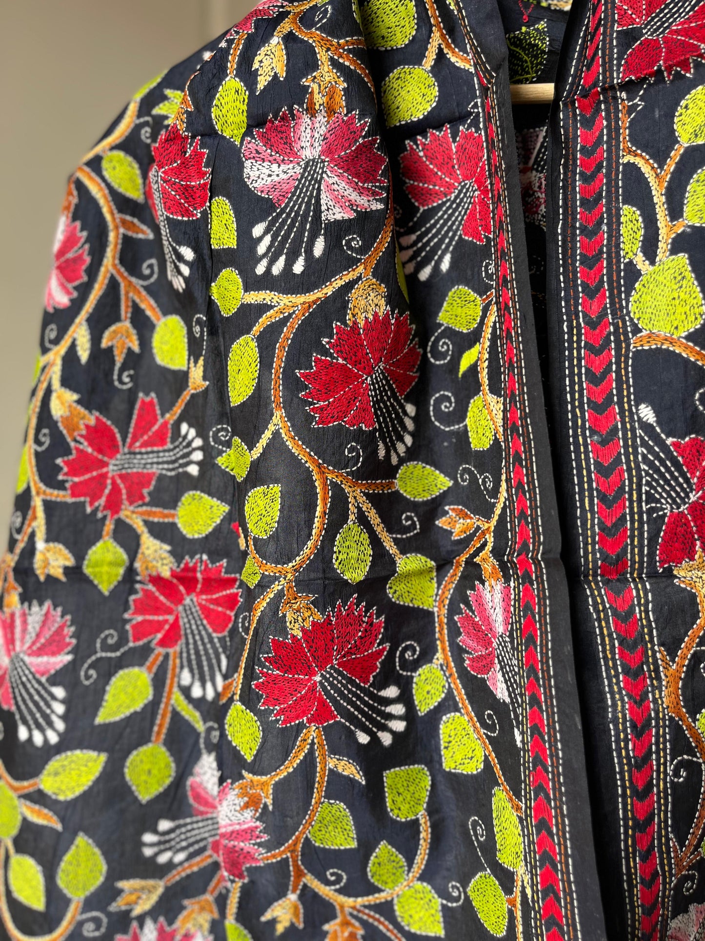 Kantha Pure Silk Stole 22″