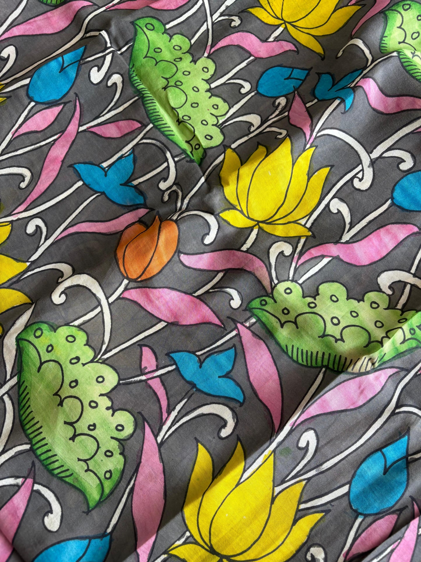 Pen Kalamkari hand painted Banglore silk fabric