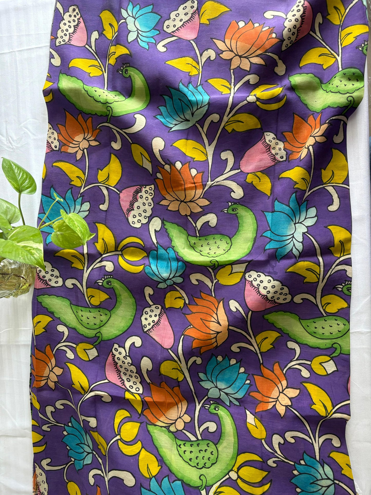 Pen Kalamkari hand painted Banglore silk fabric