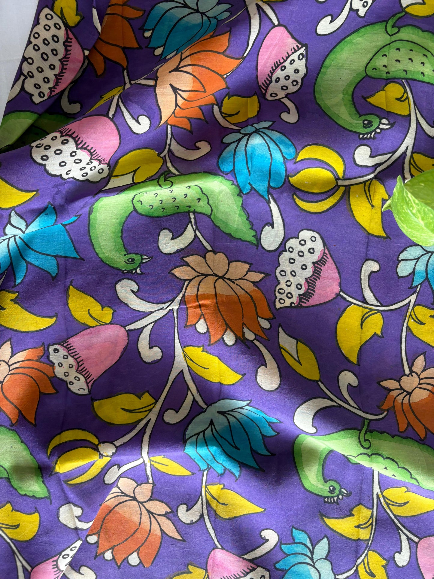 Pen Kalamkari hand painted Banglore silk fabric