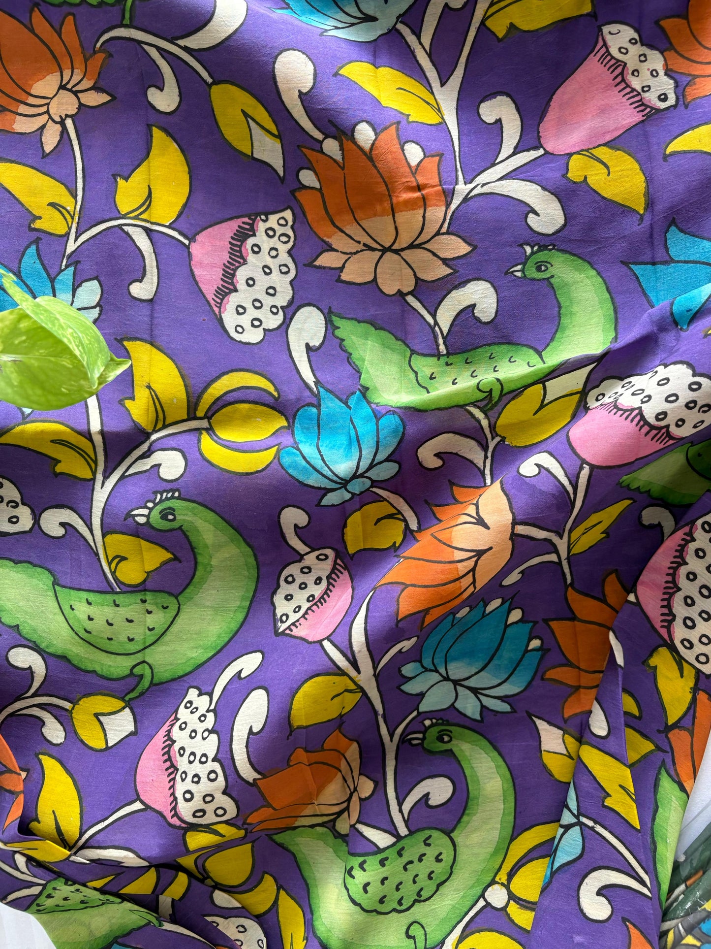 Pen Kalamkari hand painted Banglore silk fabric