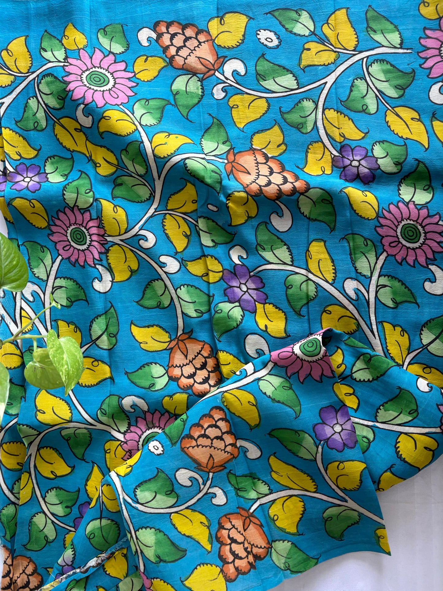 Pen Kalamkari hand painted Banglore silk fabric