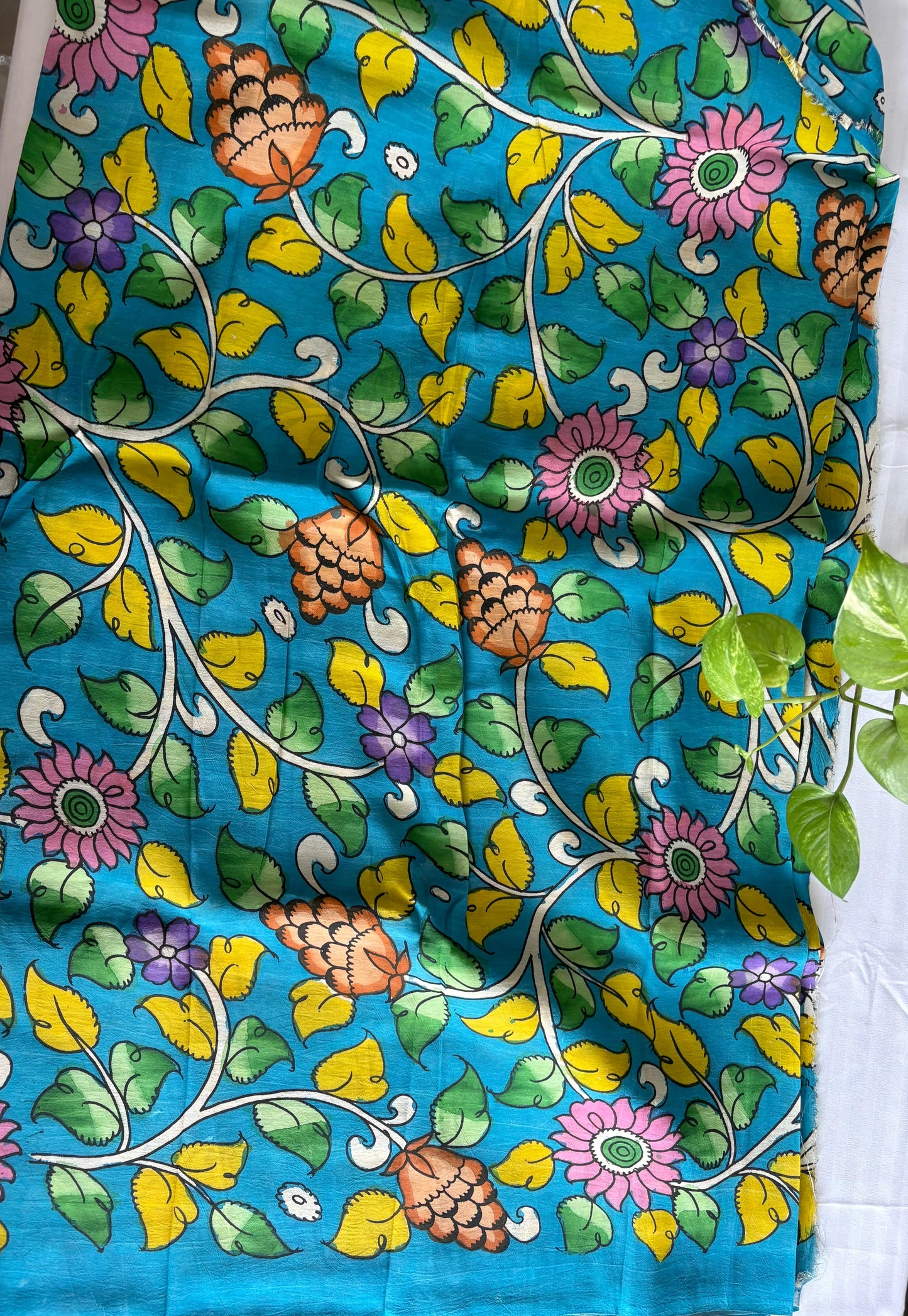 Pen Kalamkari hand painted Banglore silk fabric