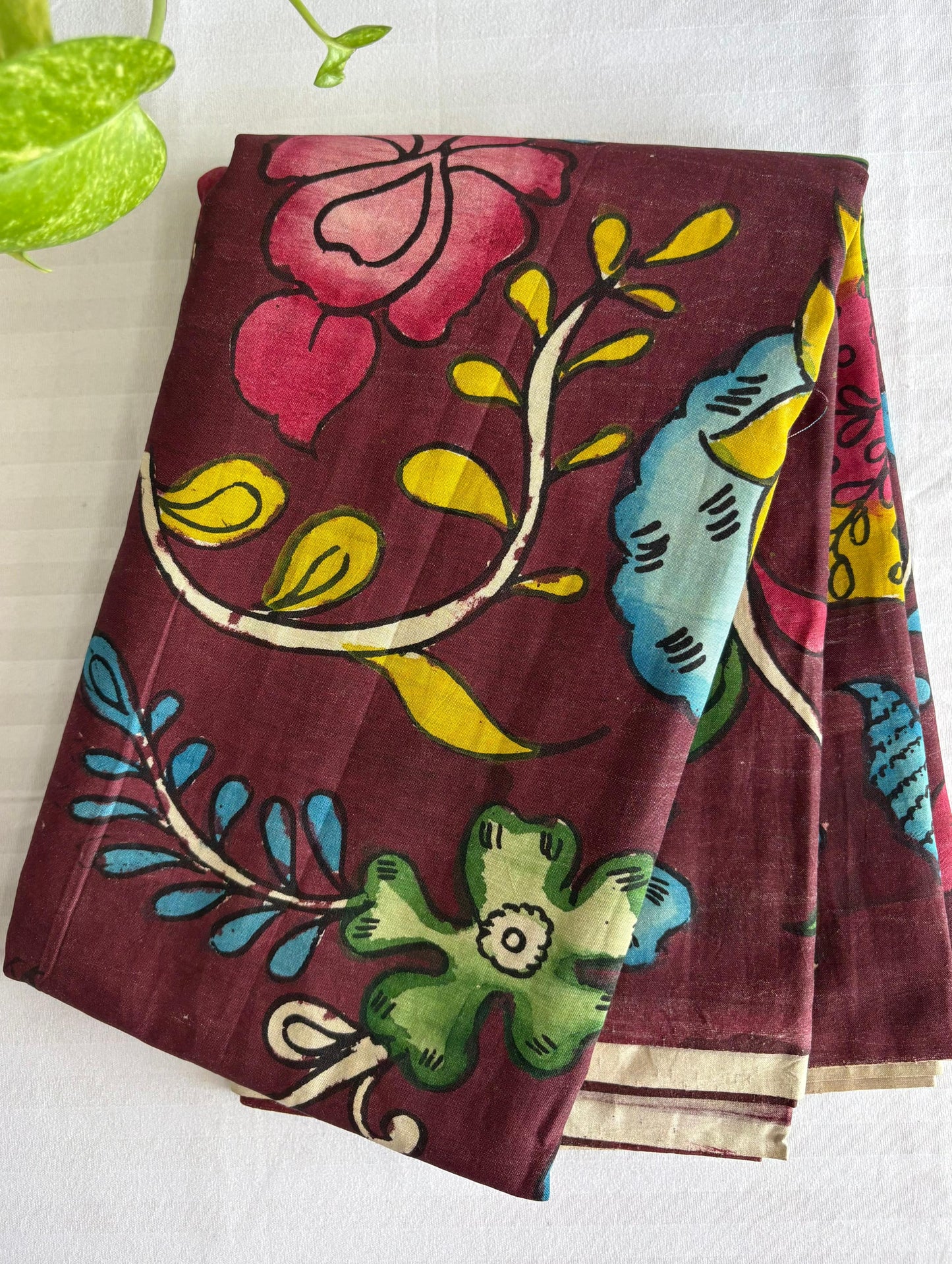 Pen Kalamkari hand painted Banglore silk fabric