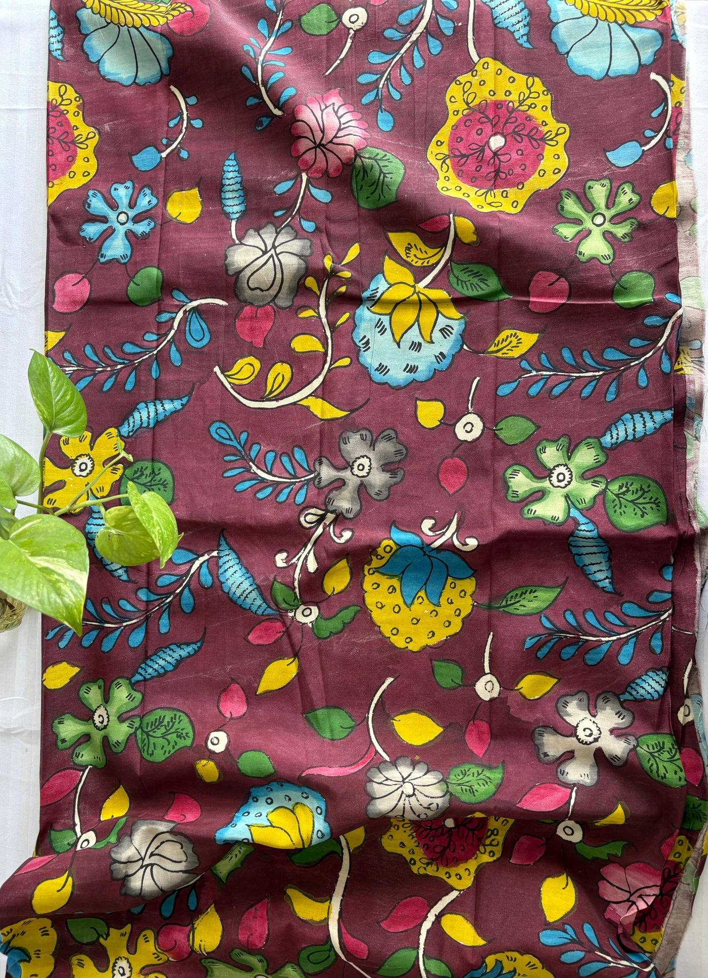 Pen Kalamkari hand painted Banglore silk fabric