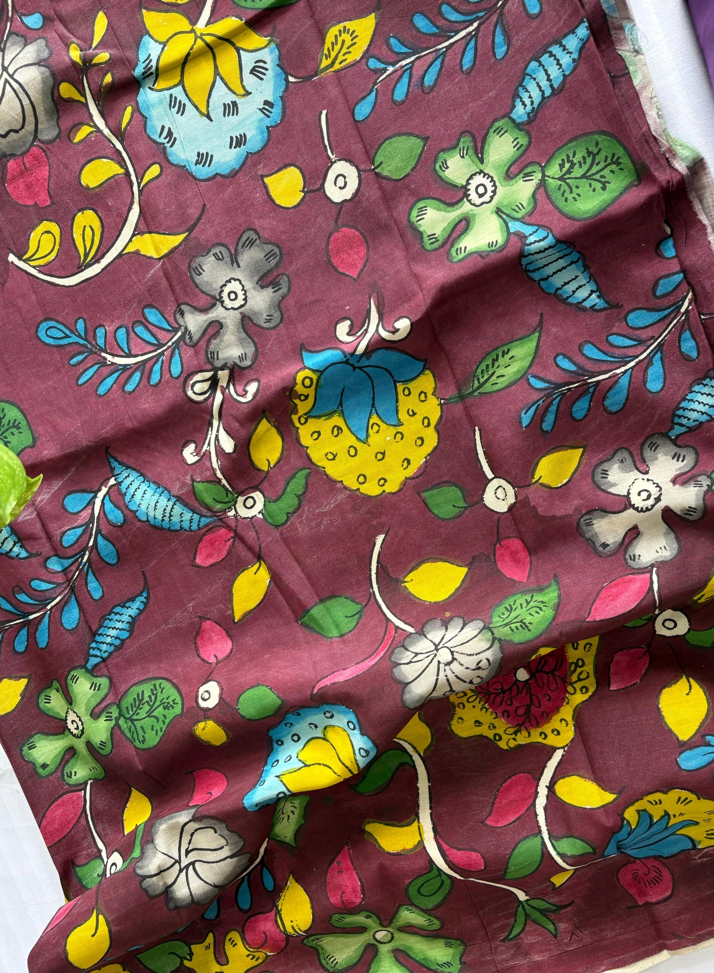 Pen Kalamkari hand painted Banglore silk fabric
