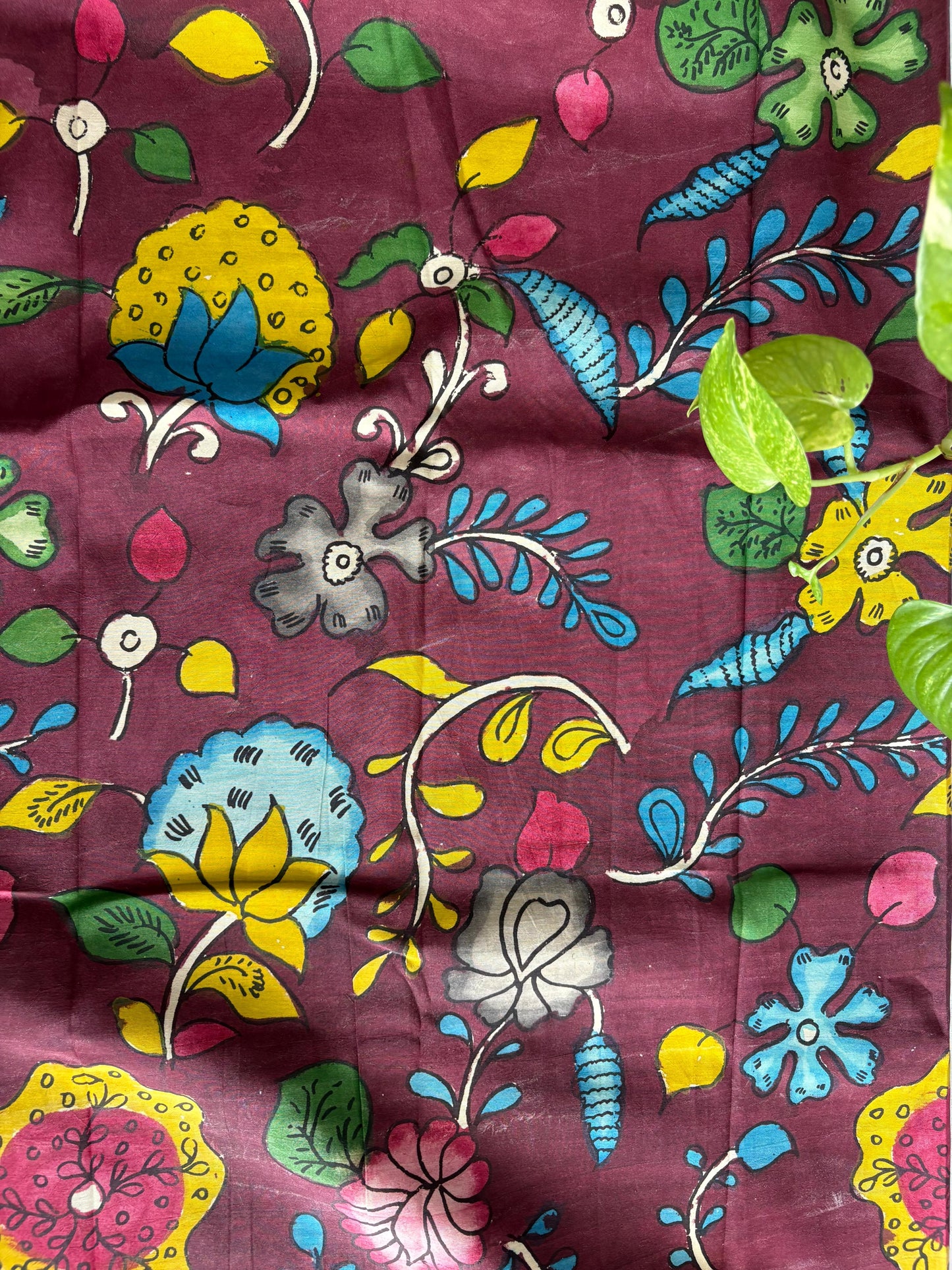 Pen Kalamkari hand painted Banglore silk fabric