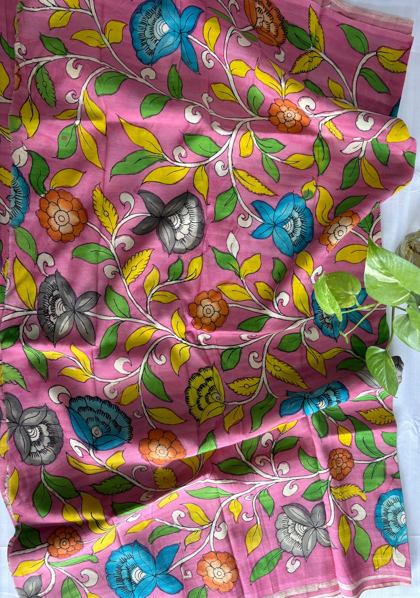 Pen Kalamkari hand painted Banglore silk fabric