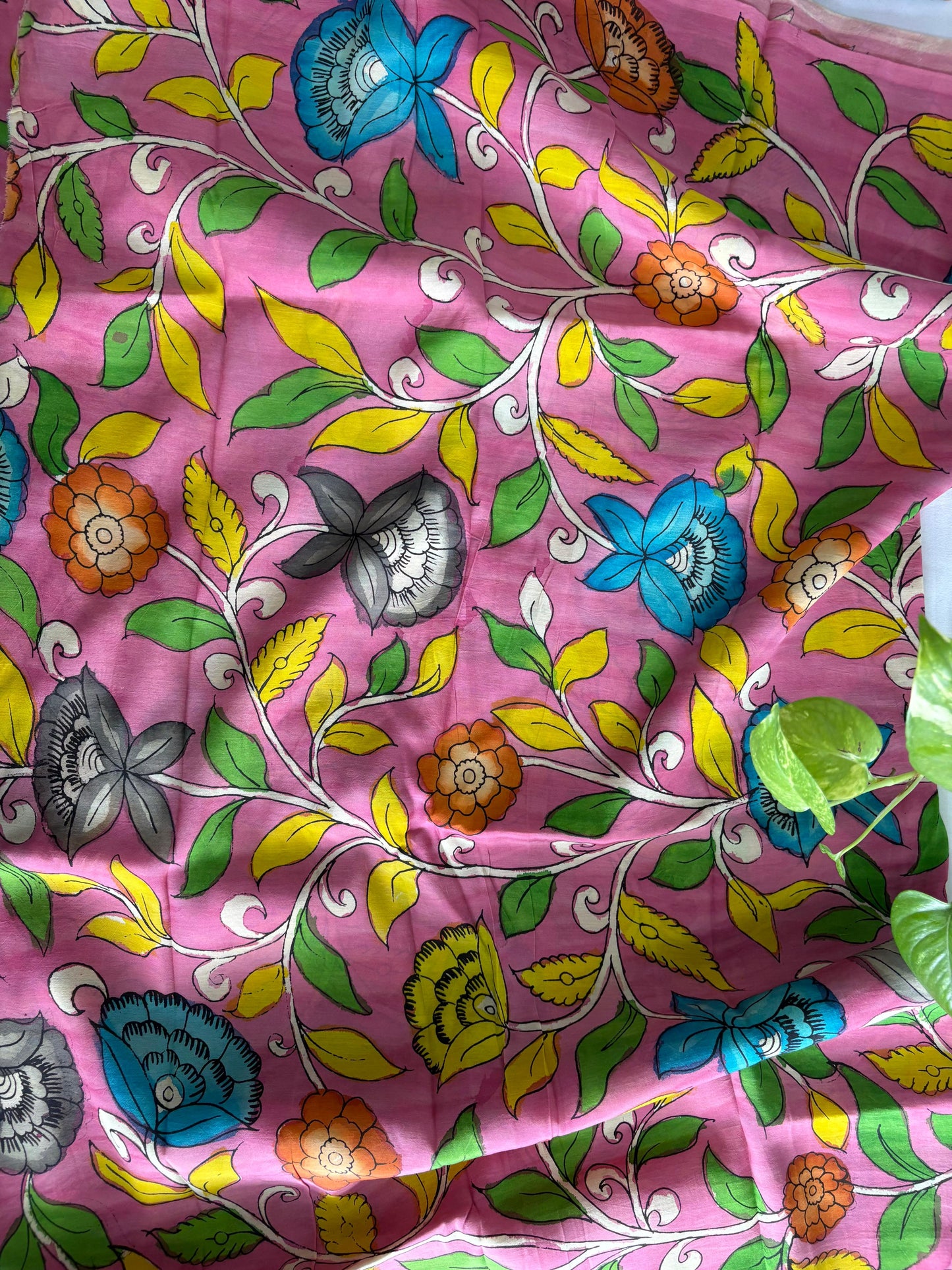 Pen Kalamkari hand painted Banglore silk fabric