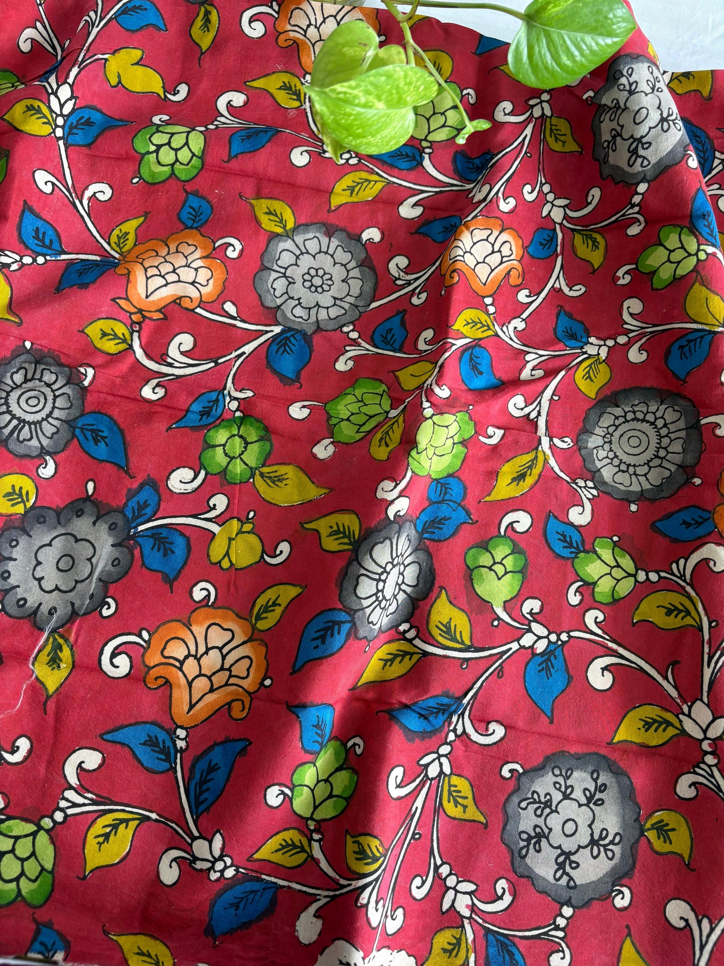 Pen Kalamkari hand painted Banglore silk fabric