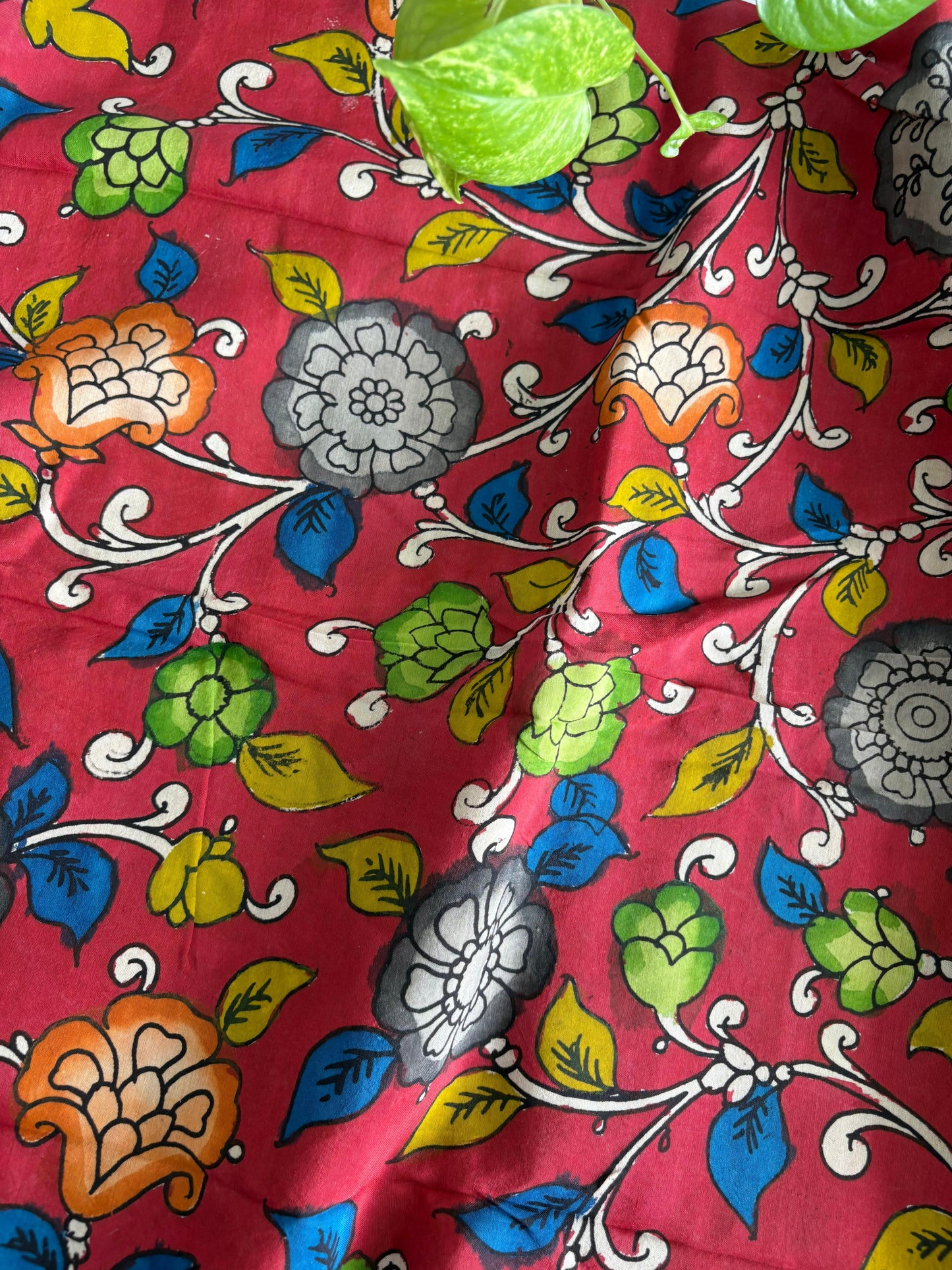 Pen Kalamkari hand painted Banglore silk fabric