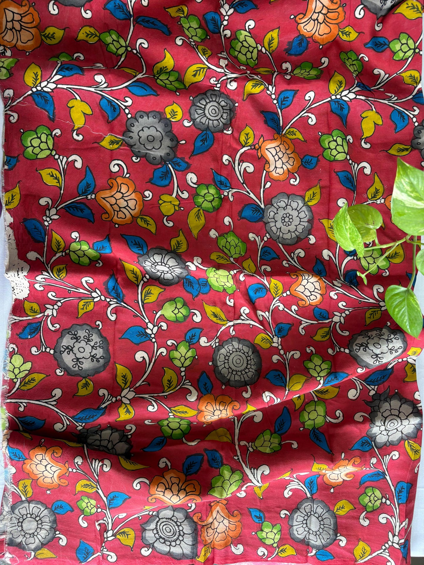 Pen Kalamkari hand painted Banglore silk fabric