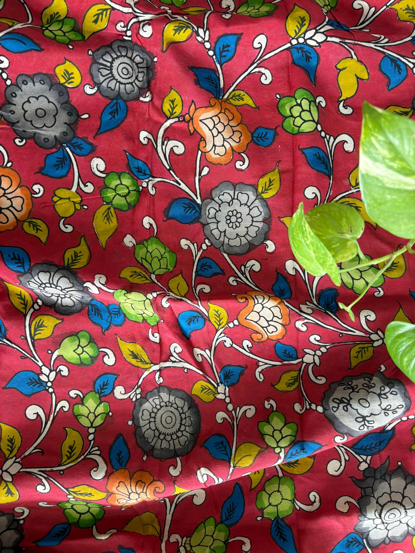 Pen Kalamkari hand painted Banglore silk fabric
