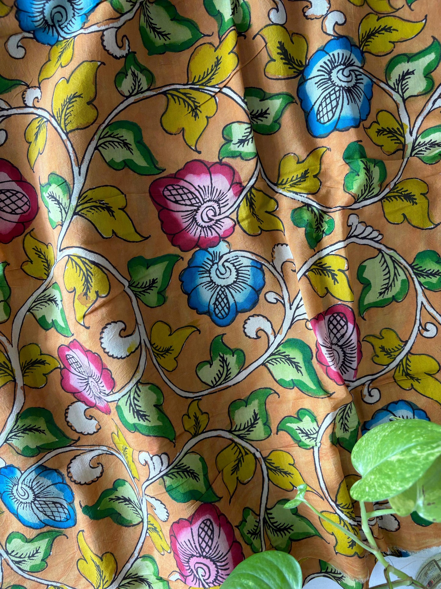 Pen Kalamkari hand painted Banglore silk fabric