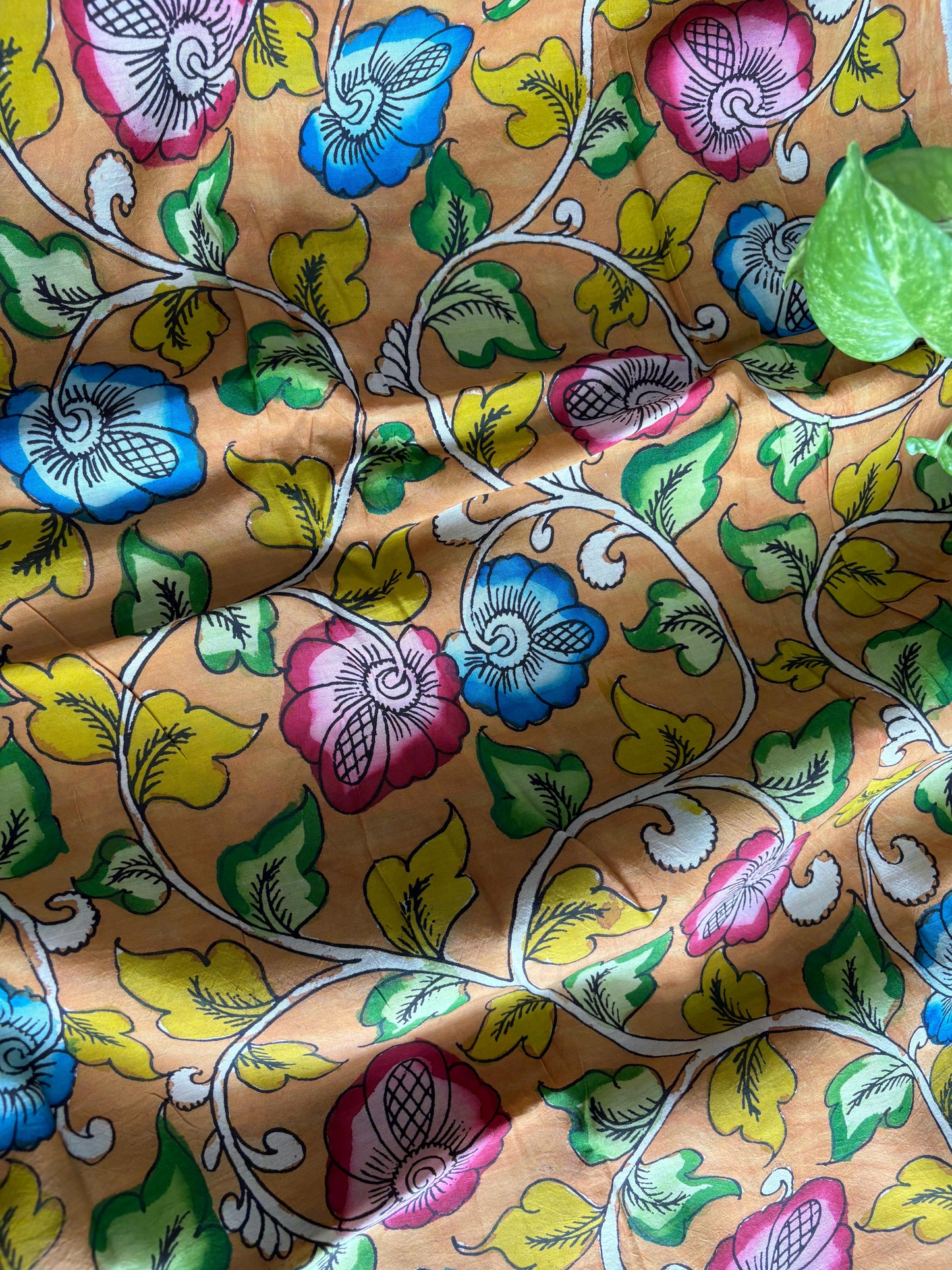Pen Kalamkari hand painted Banglore silk fabric