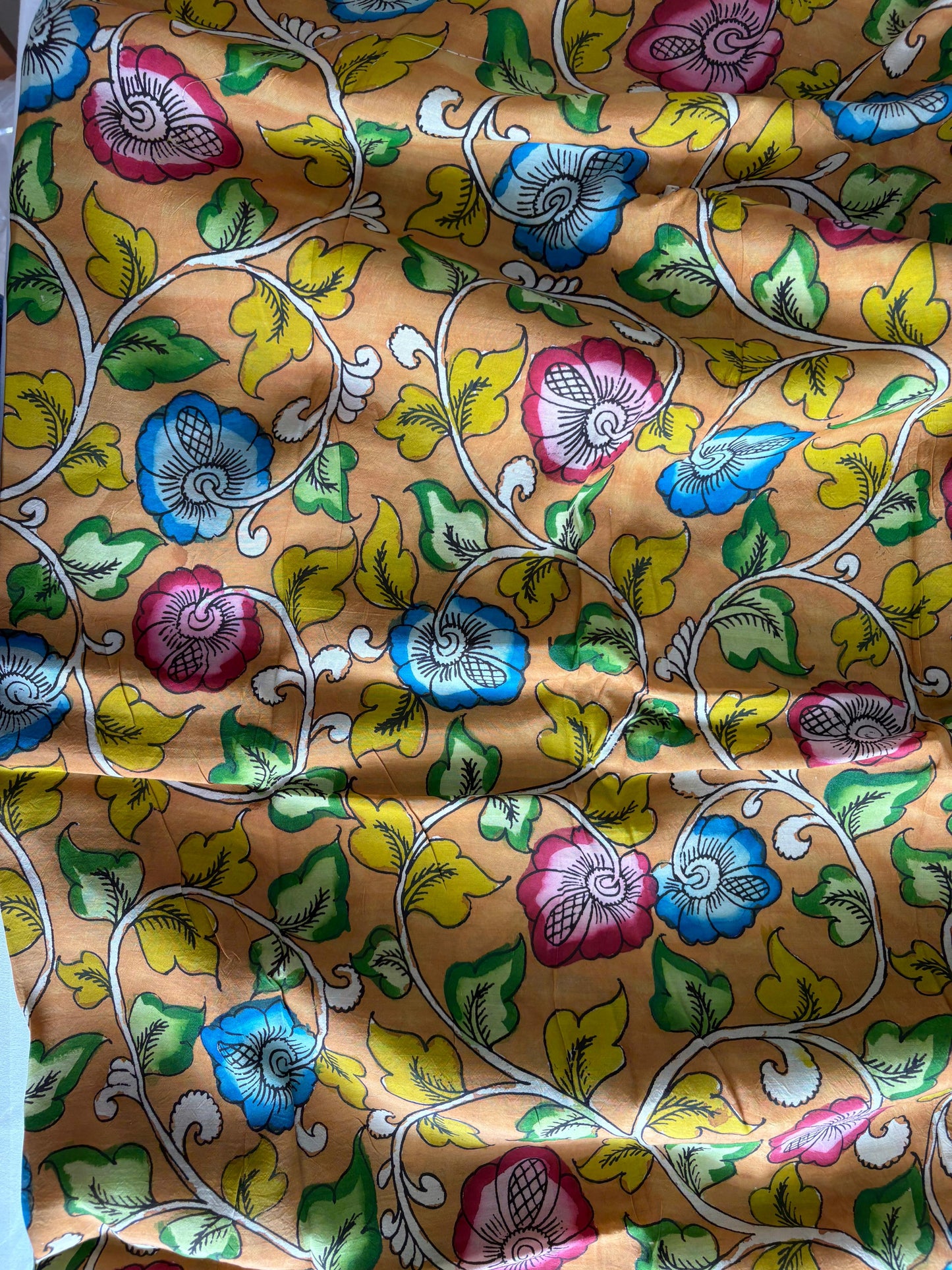 Pen Kalamkari hand painted Banglore silk fabric