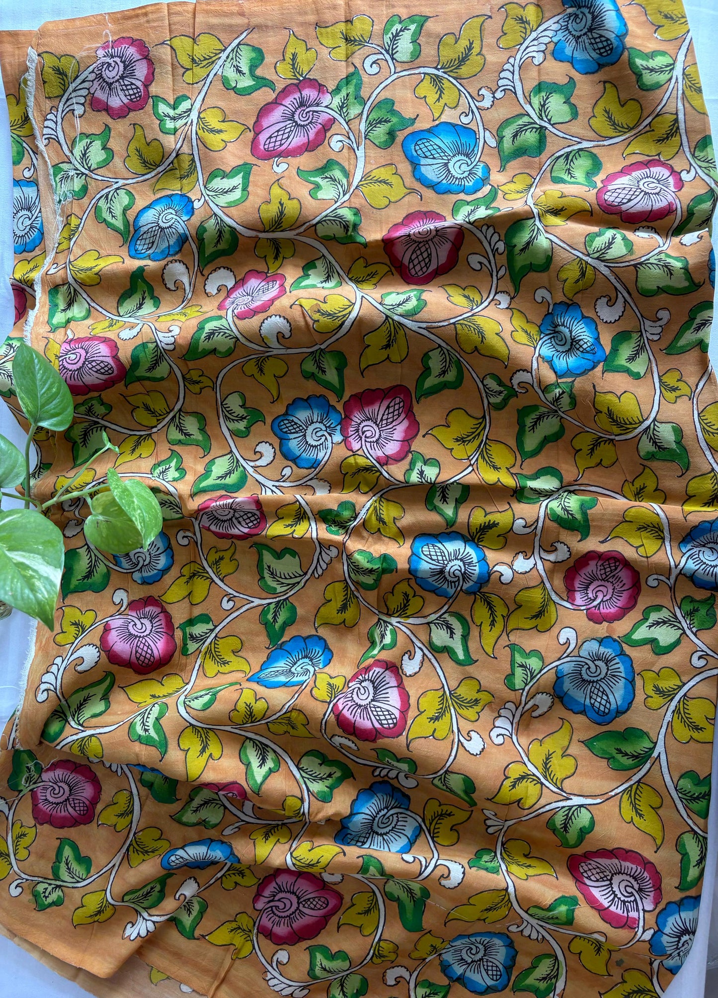 Pen Kalamkari hand painted Banglore silk fabric