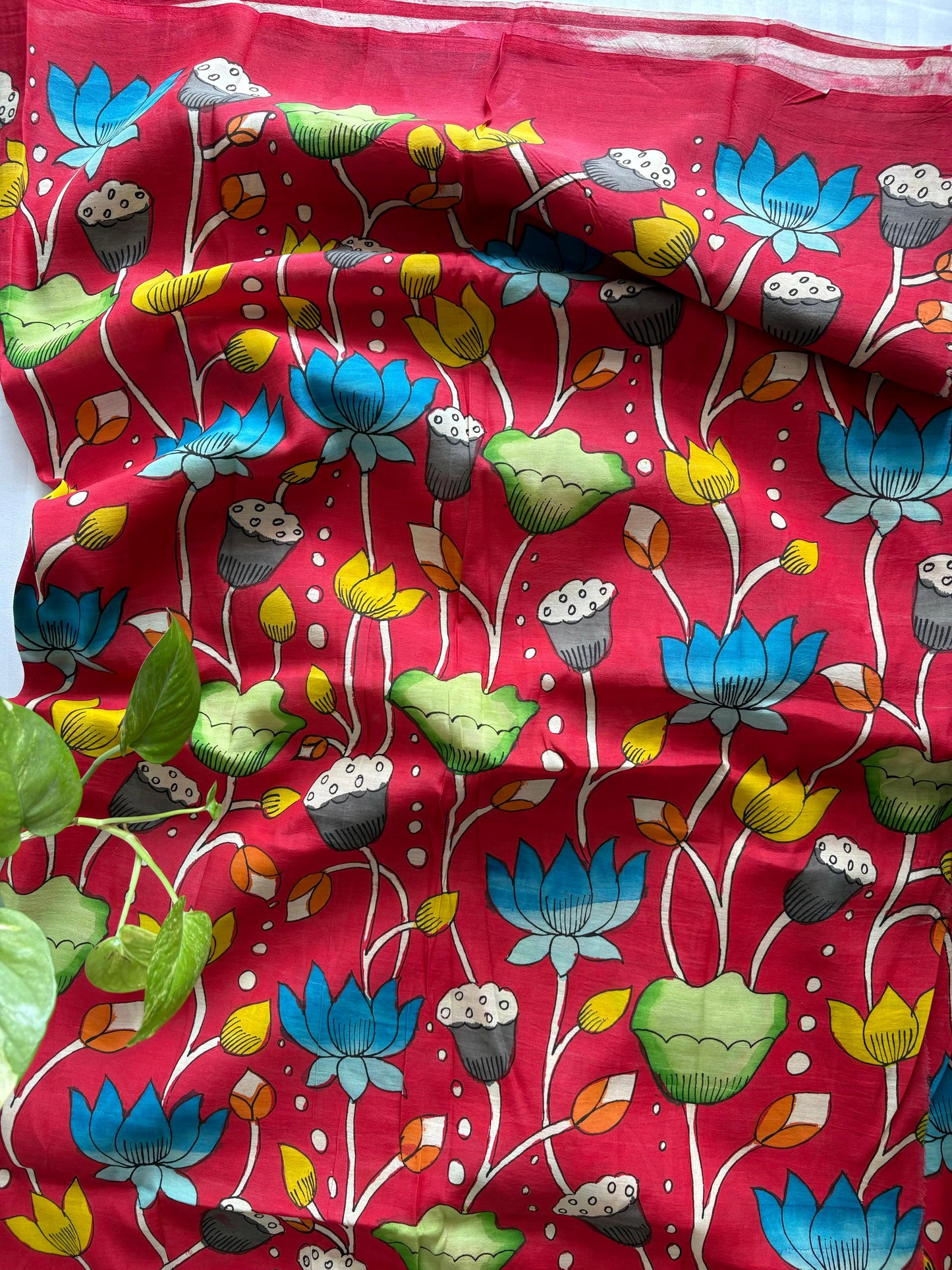 Pen Kalamkari hand painted Banglore silk fabric