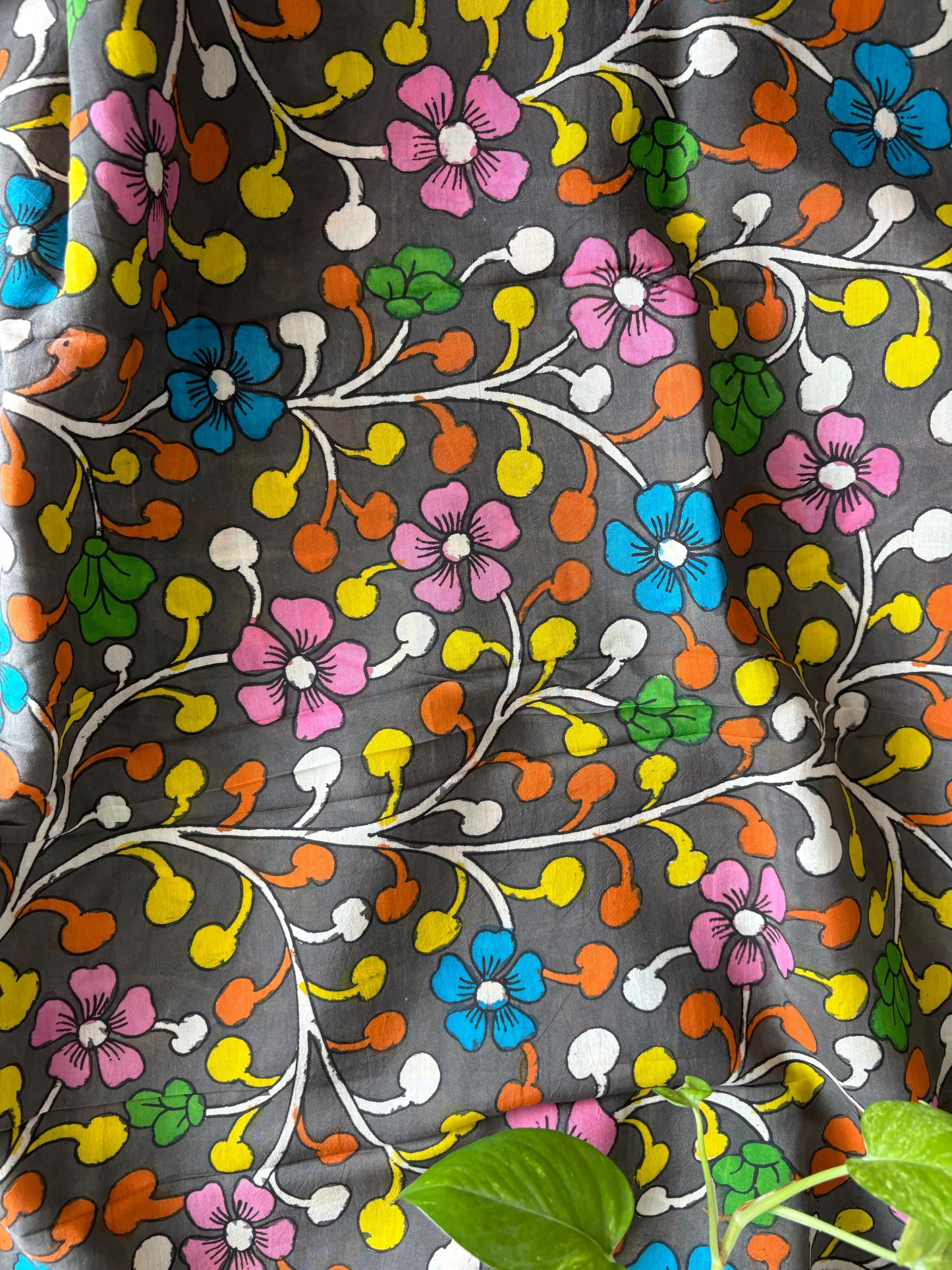 Pen Kalamkari hand painted Banglore silk fabric