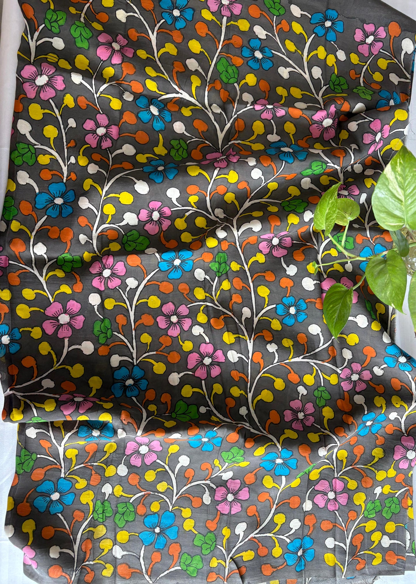 Pen Kalamkari hand painted Banglore silk fabric