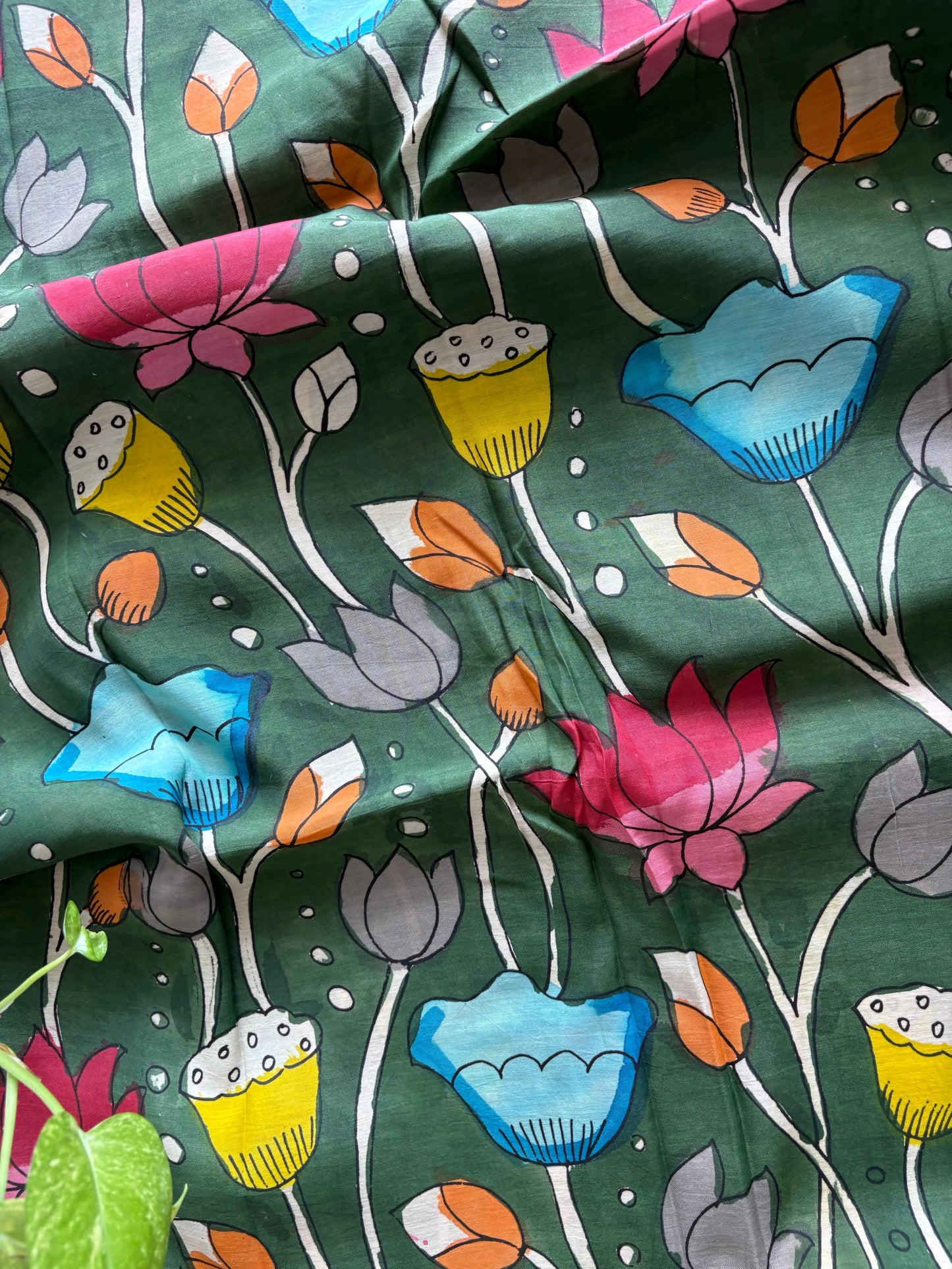 Pen Kalamkari hand painted Banglore silk fabric
