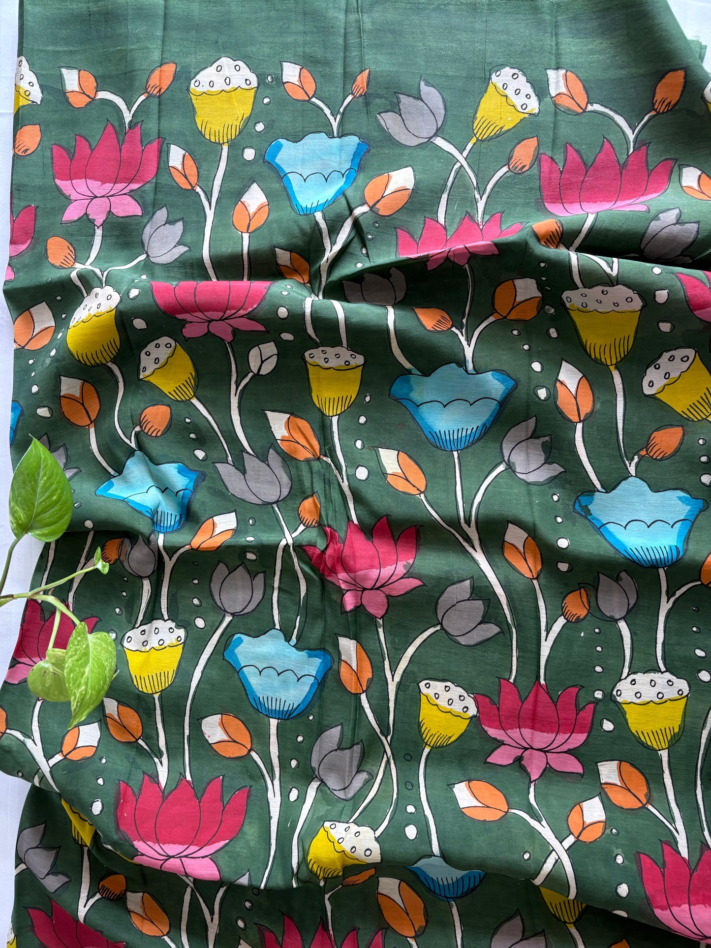 Pen Kalamkari hand painted Banglore silk fabric