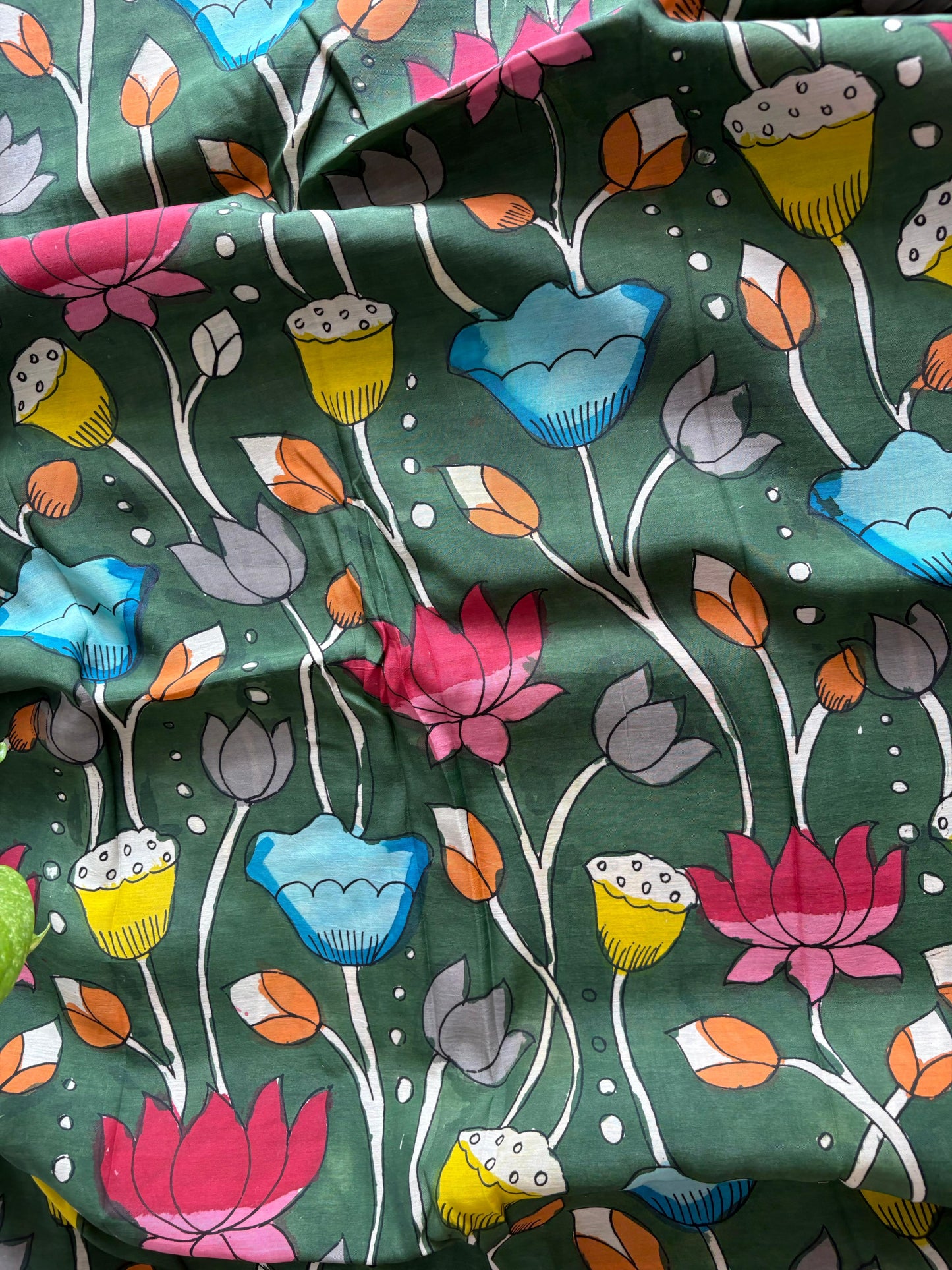 Pen Kalamkari hand painted Banglore silk fabric