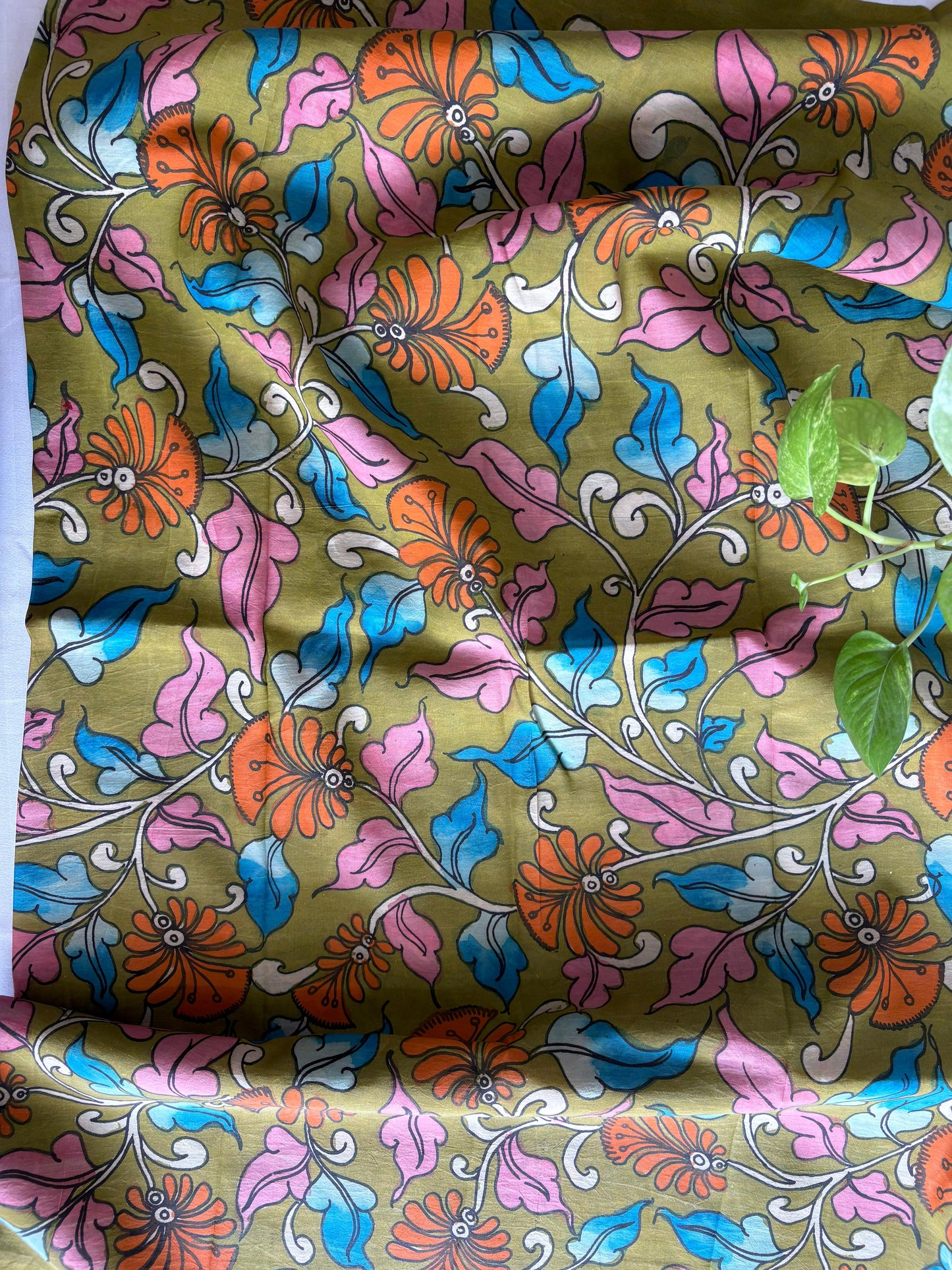 Pen Kalamkari hand painted Banglore silk fabric