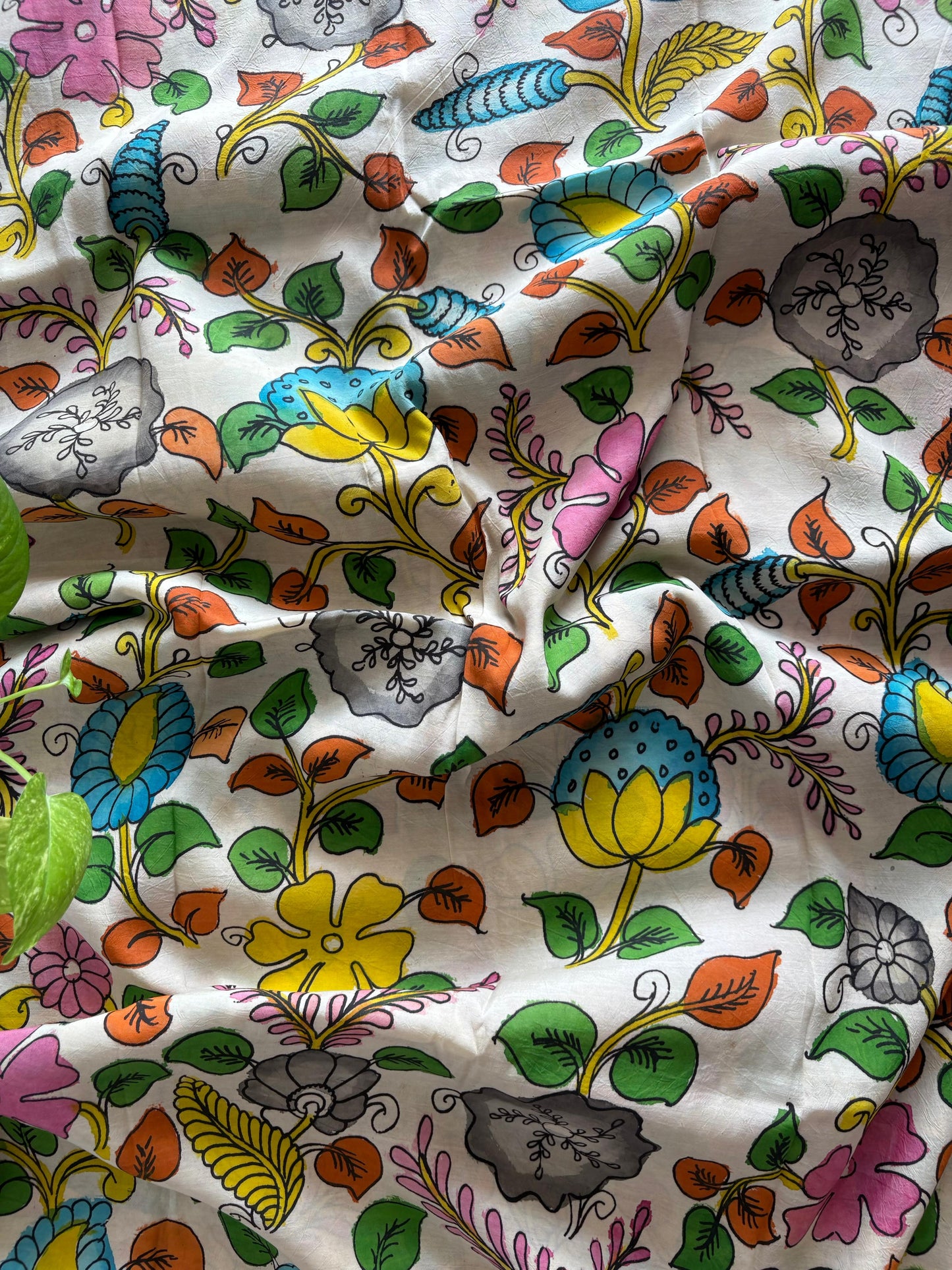 Pen Kalamkari hand painted Banglore silk fabric