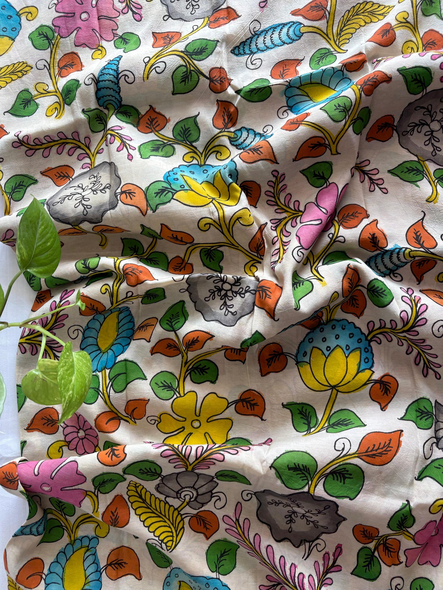 Pen Kalamkari hand painted Banglore silk fabric