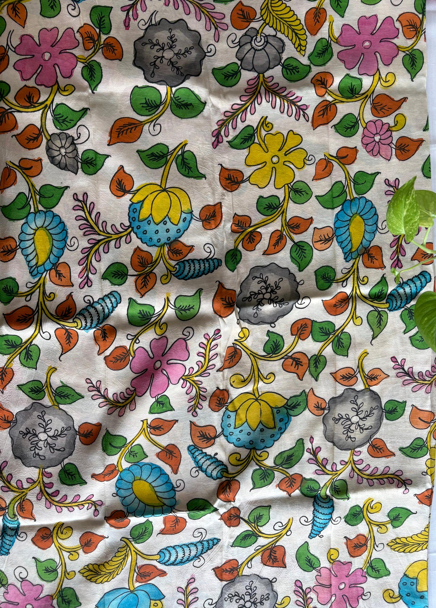 Pen Kalamkari hand painted Banglore silk fabric