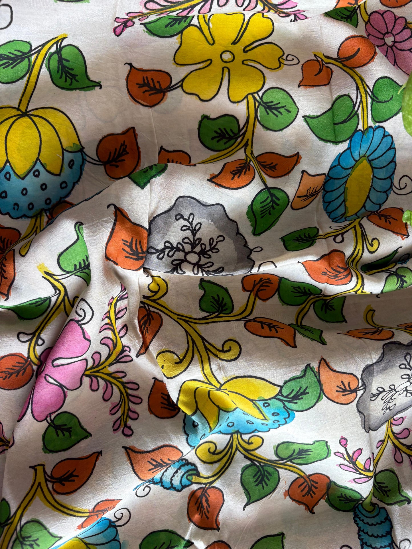 Pen Kalamkari hand painted Banglore silk fabric