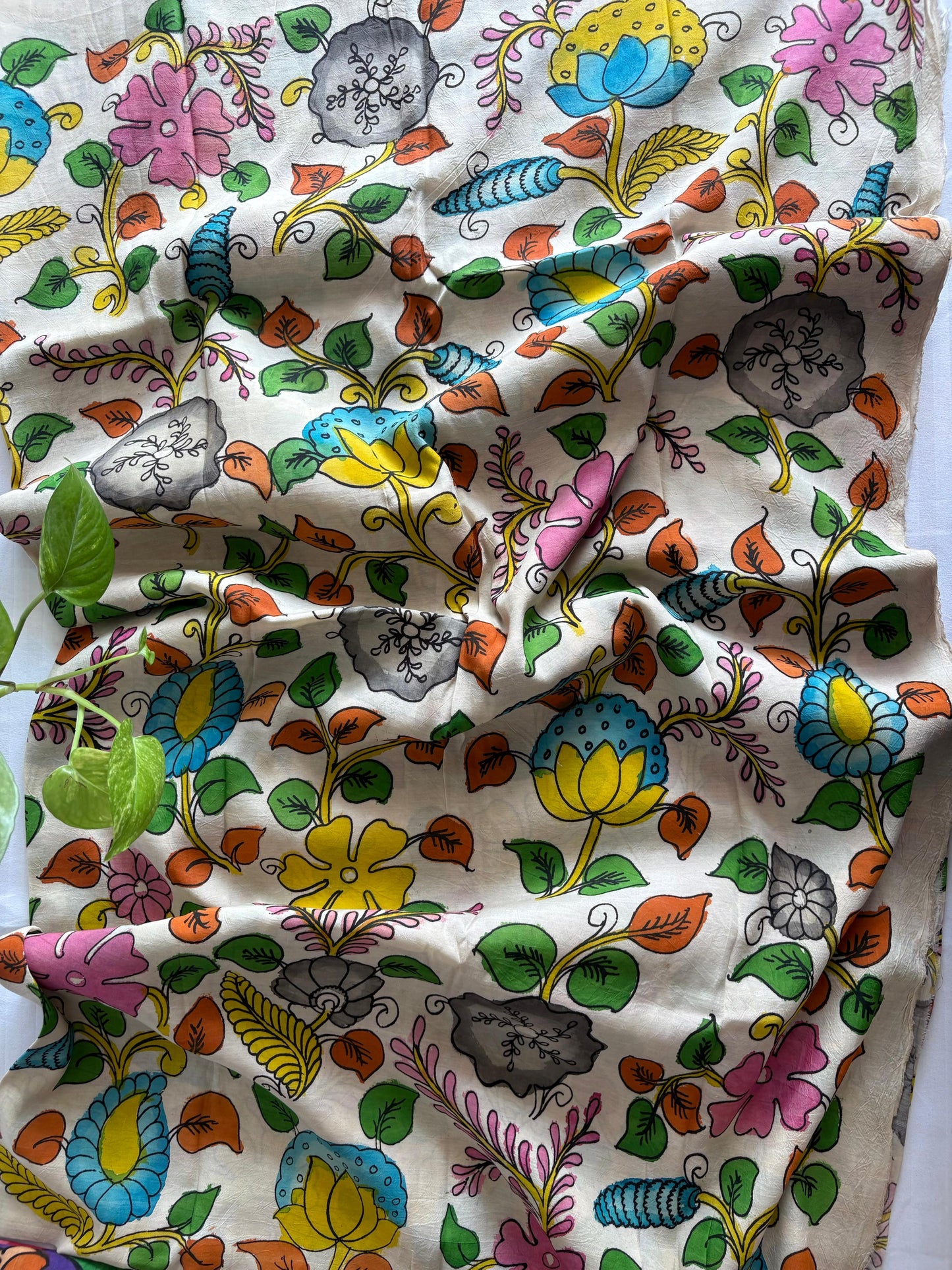 Pen Kalamkari hand painted Banglore silk fabric