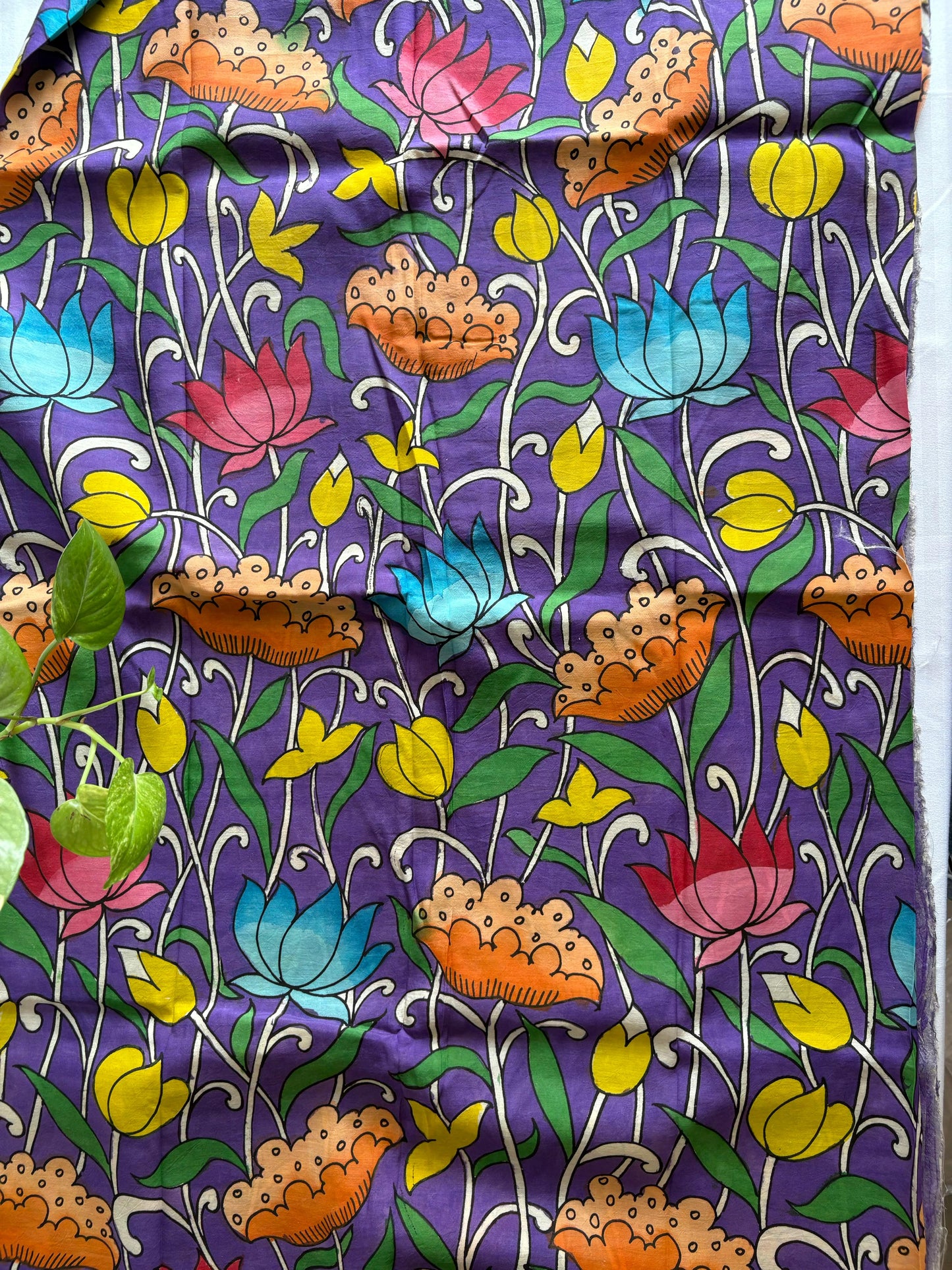 Pen Kalamkari hand painted Banglore silk fabric