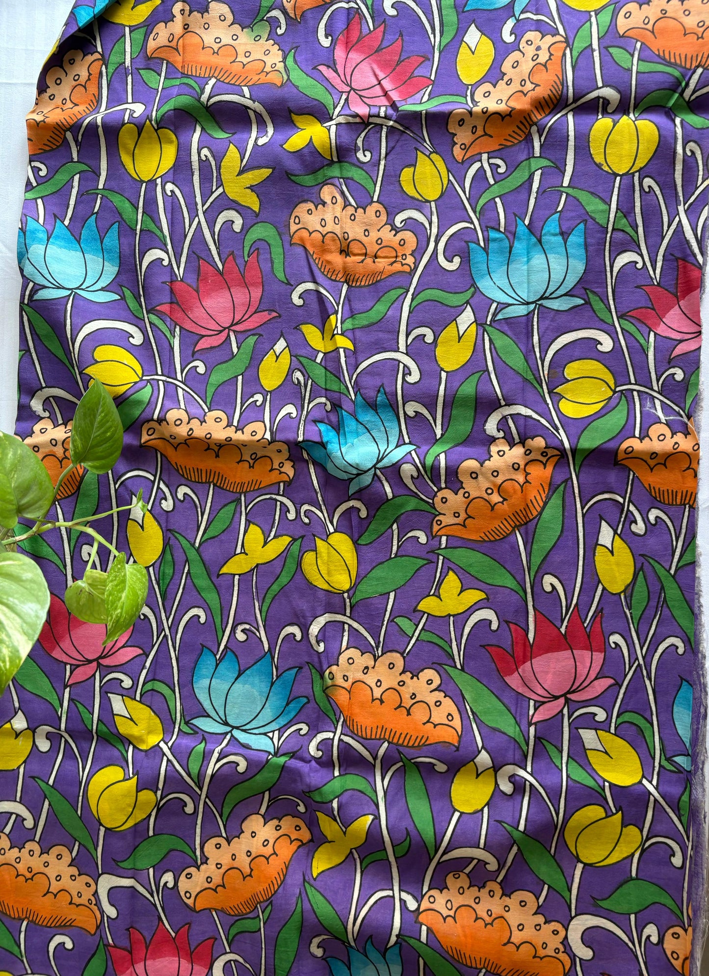 Pen Kalamkari hand painted Banglore silk fabric