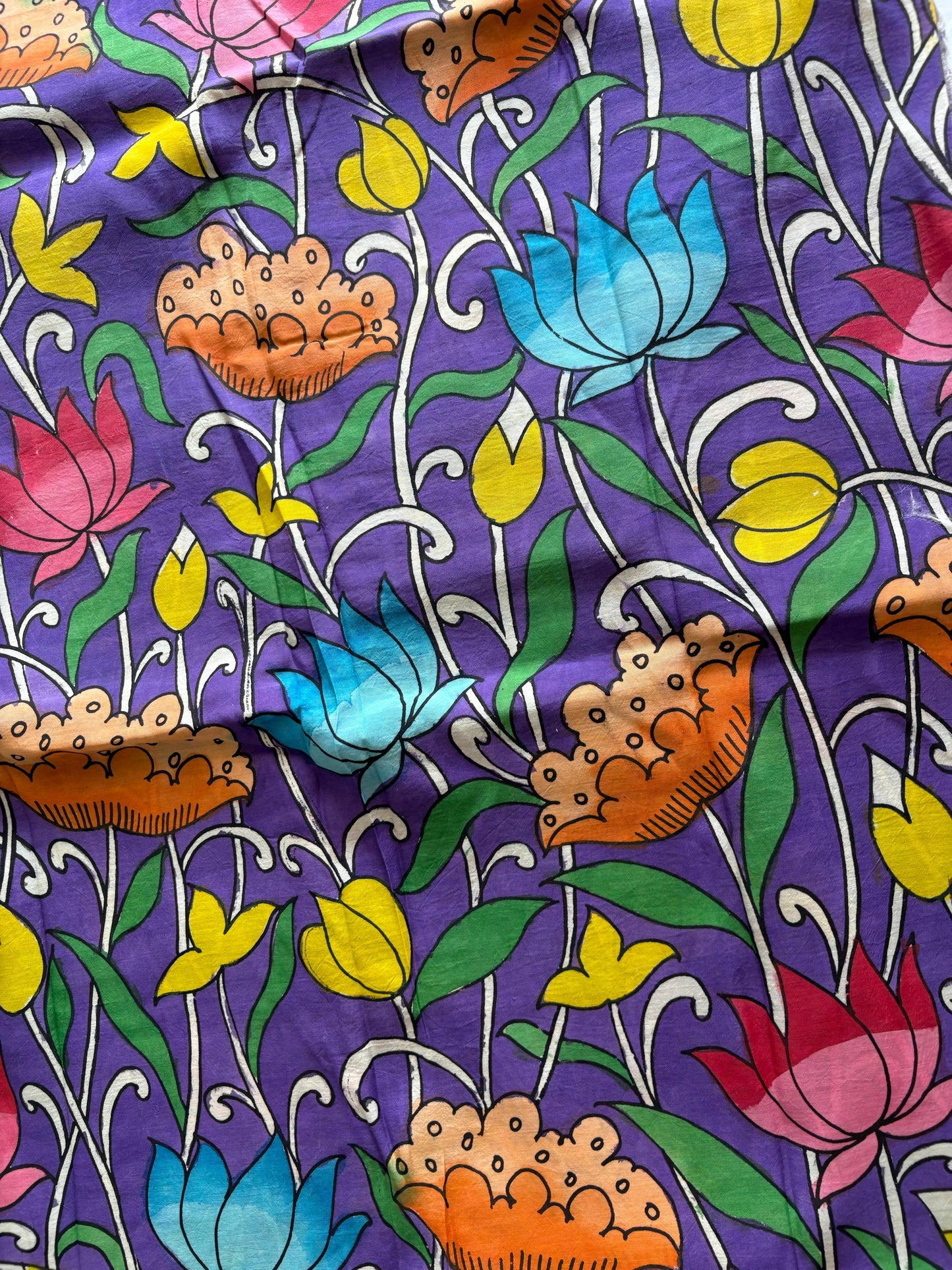 Pen Kalamkari hand painted Banglore silk fabric