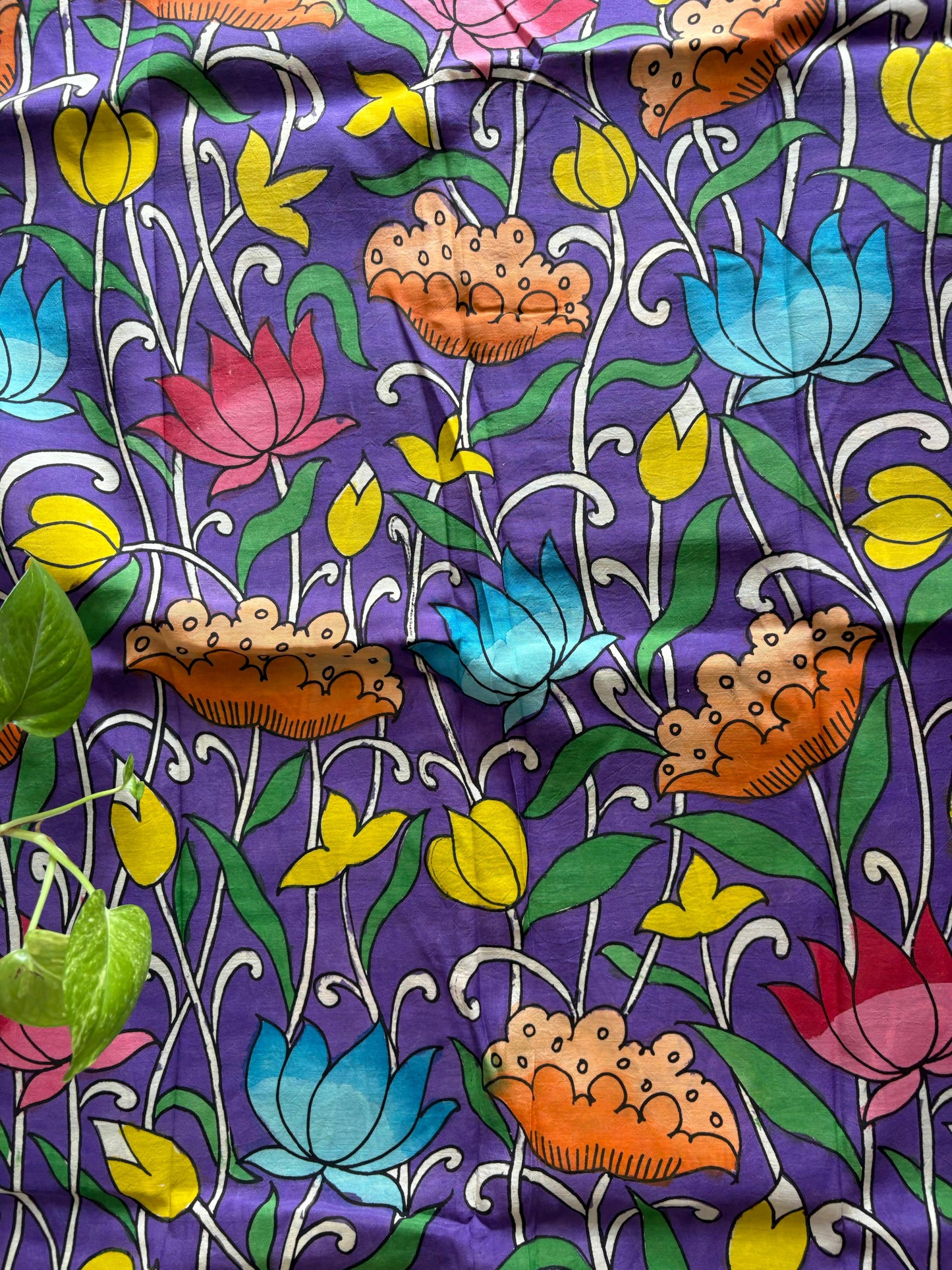 Pen Kalamkari hand painted Banglore silk fabric