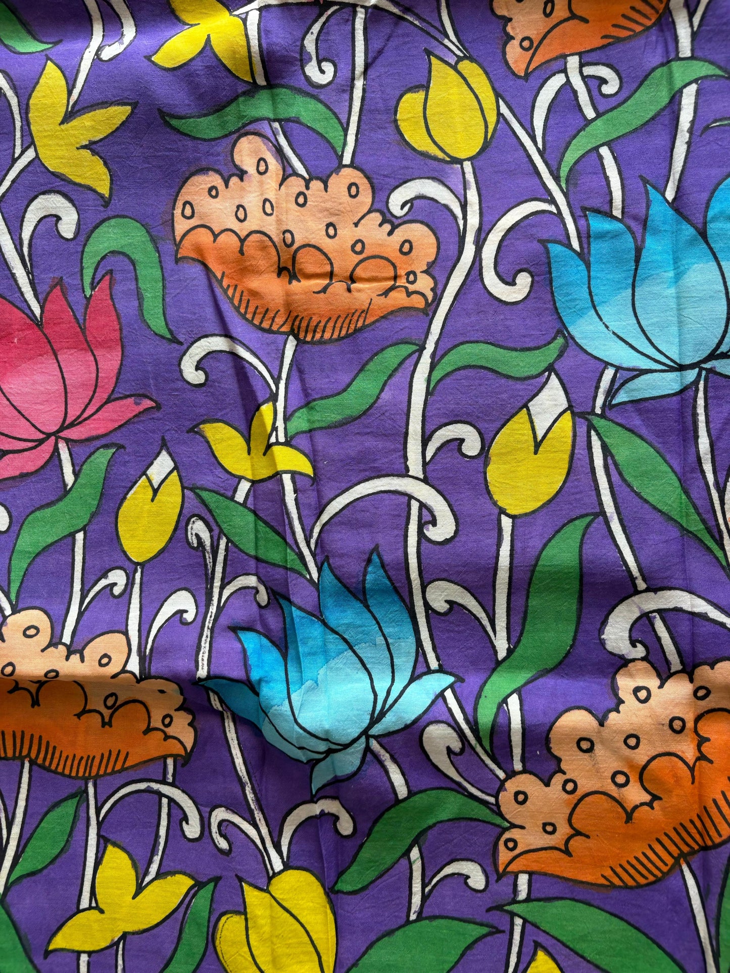 Pen Kalamkari hand painted Banglore silk fabric