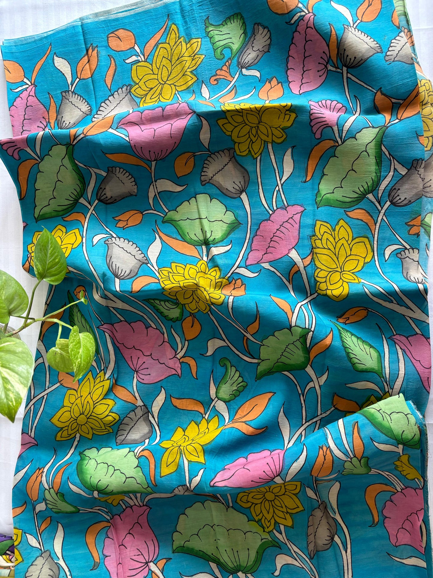 Pen Kalamkari hand painted Banglore silk fabric