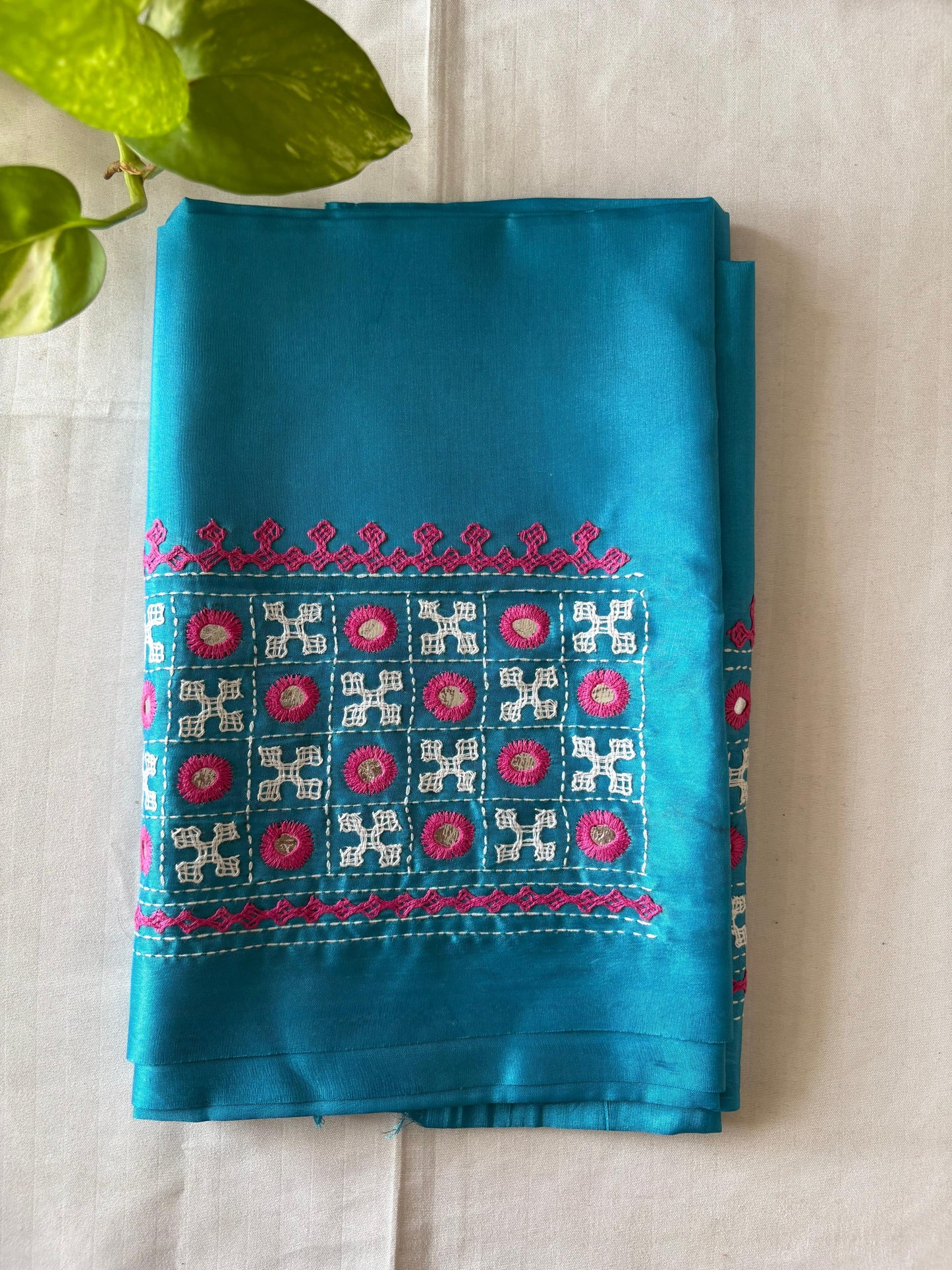 Gujrati work blouse pieces in art silk 1 mtr