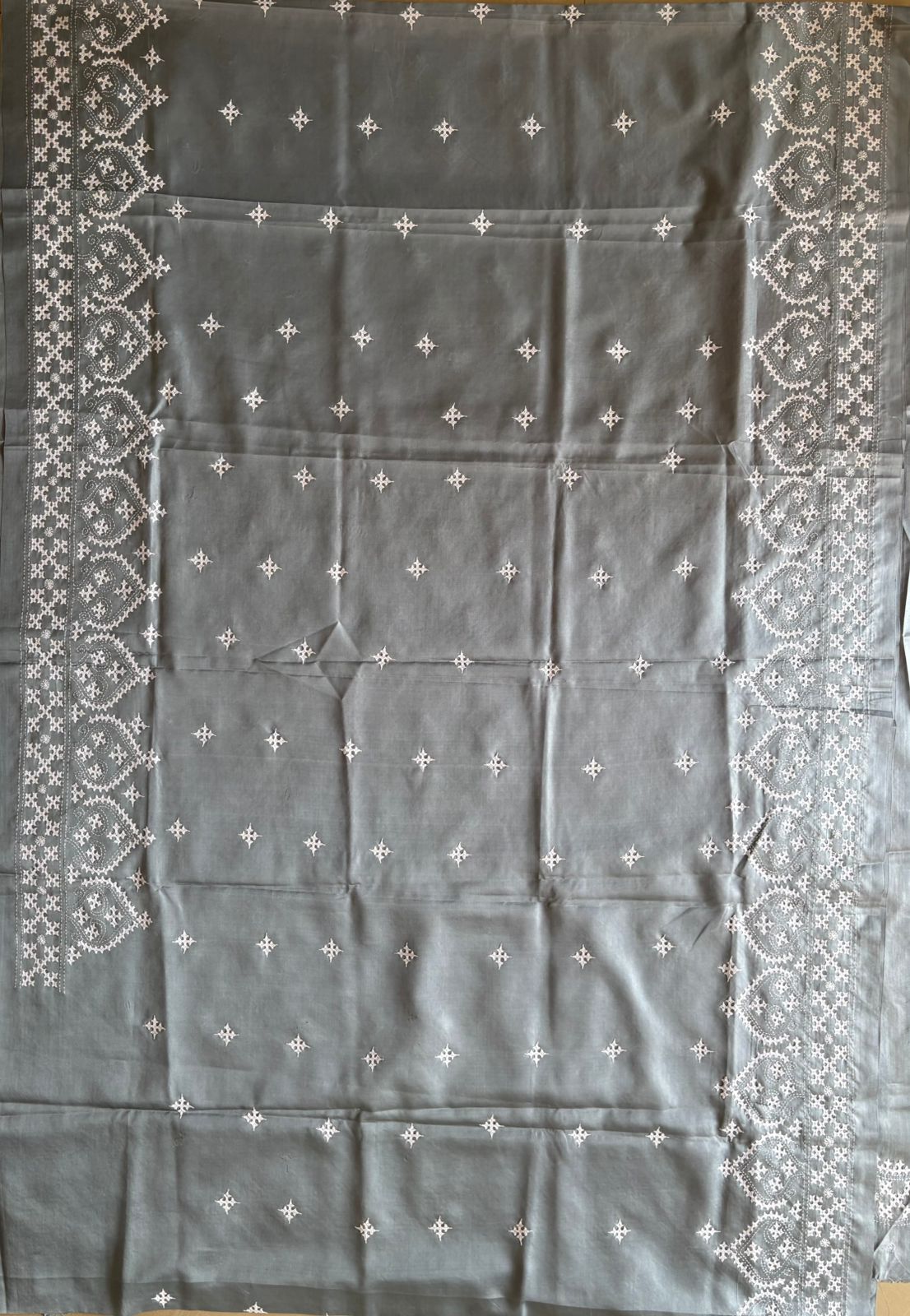 Gujrati Stitch/Kutch Hand Embroidered Art Silk Saree